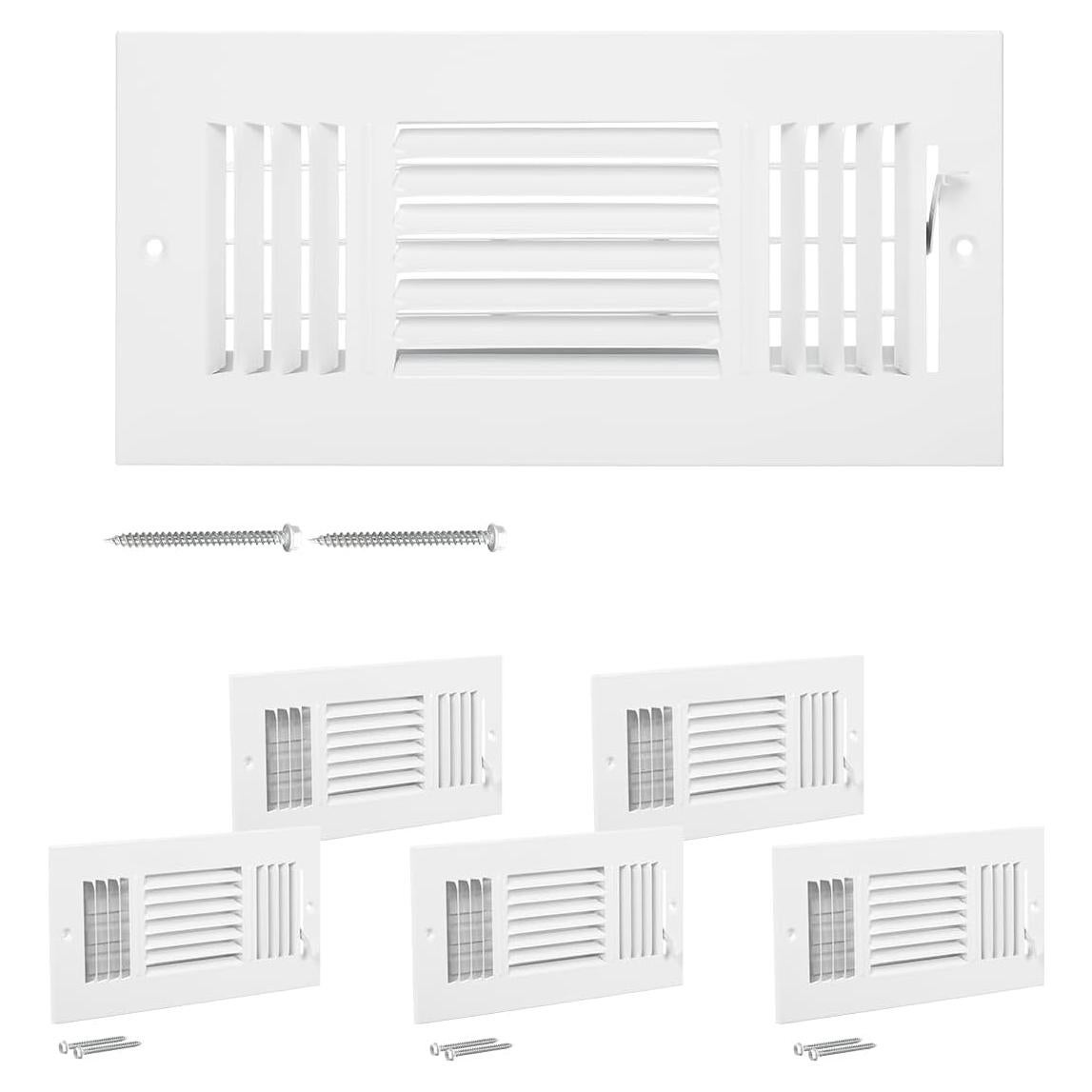 Rejillas de Ventilación VEVOR 10x25 cm Paquete de 6 Blancas