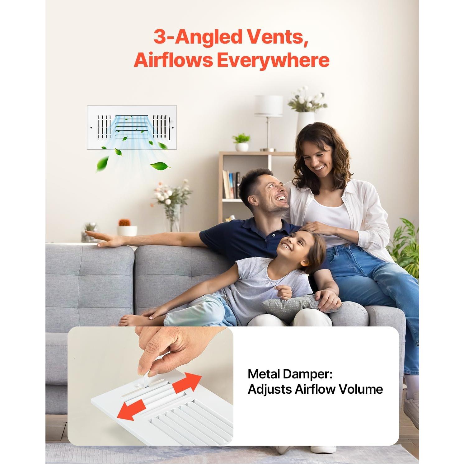 Rejillas de Ventilación VEVOR 10x25 cm Paquete de 6 Blancas