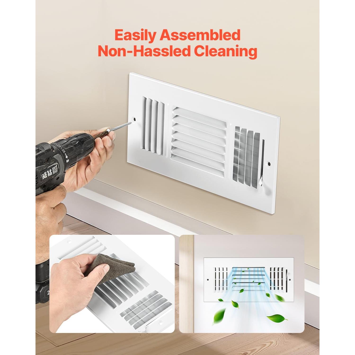 Rejillas de Ventilación VEVOR 10x25 cm Paquete de 6 Blancas