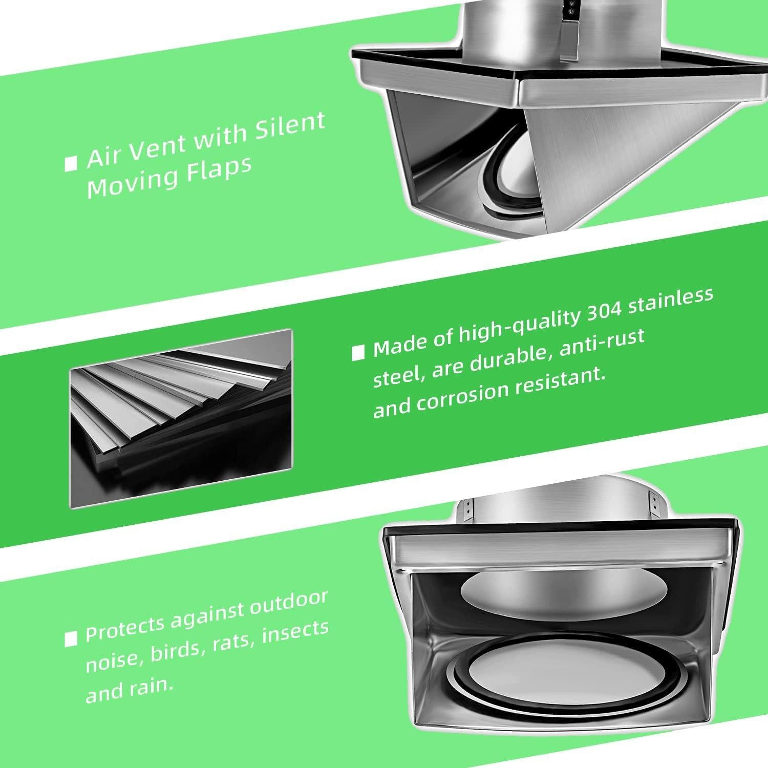 Ventilador de Escape Externo KEIBIKEIDI 150mm Acero Inoxidable