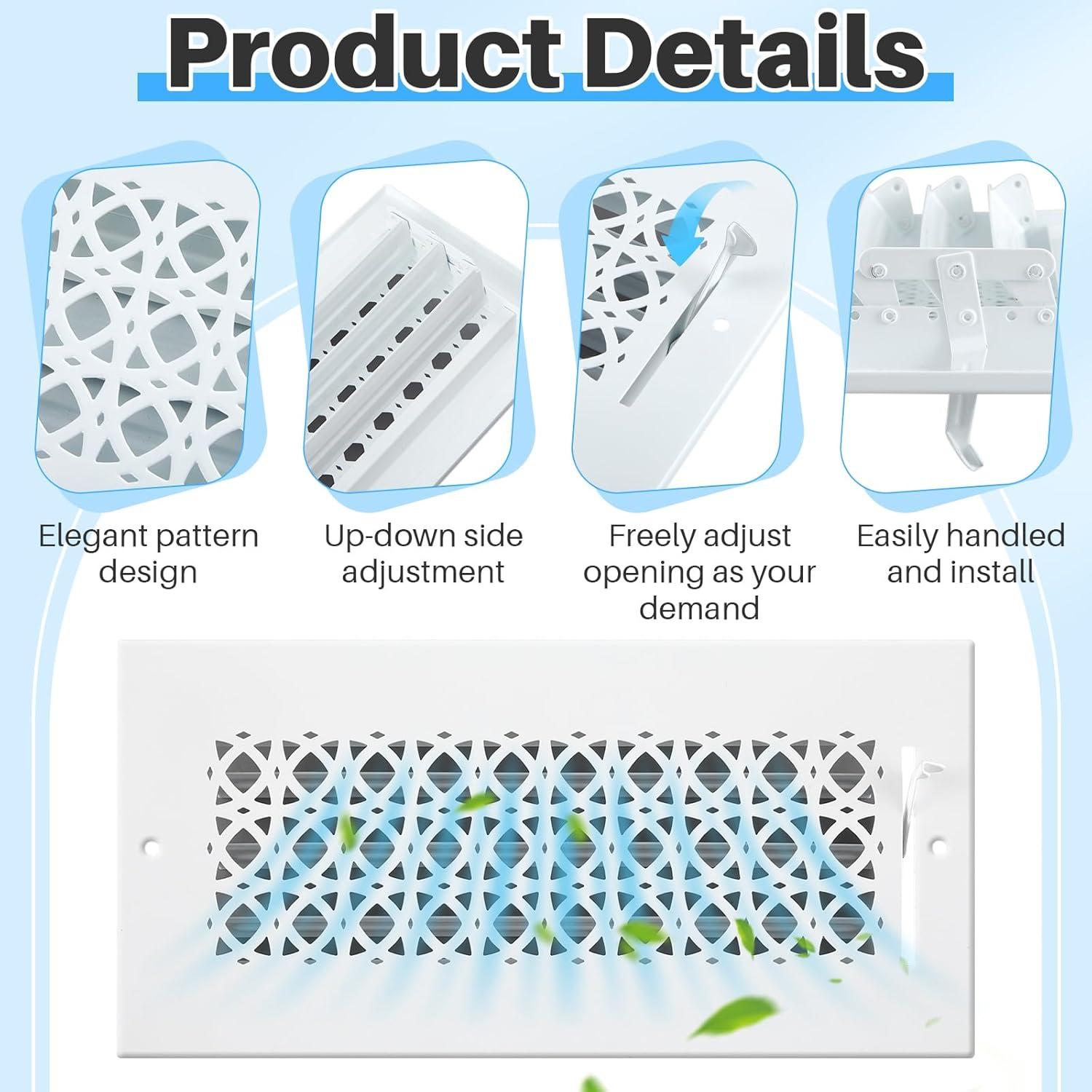 Cubiertas de Ventilación de Metal Datanly 6 Pcs 10.16x25.4 cm