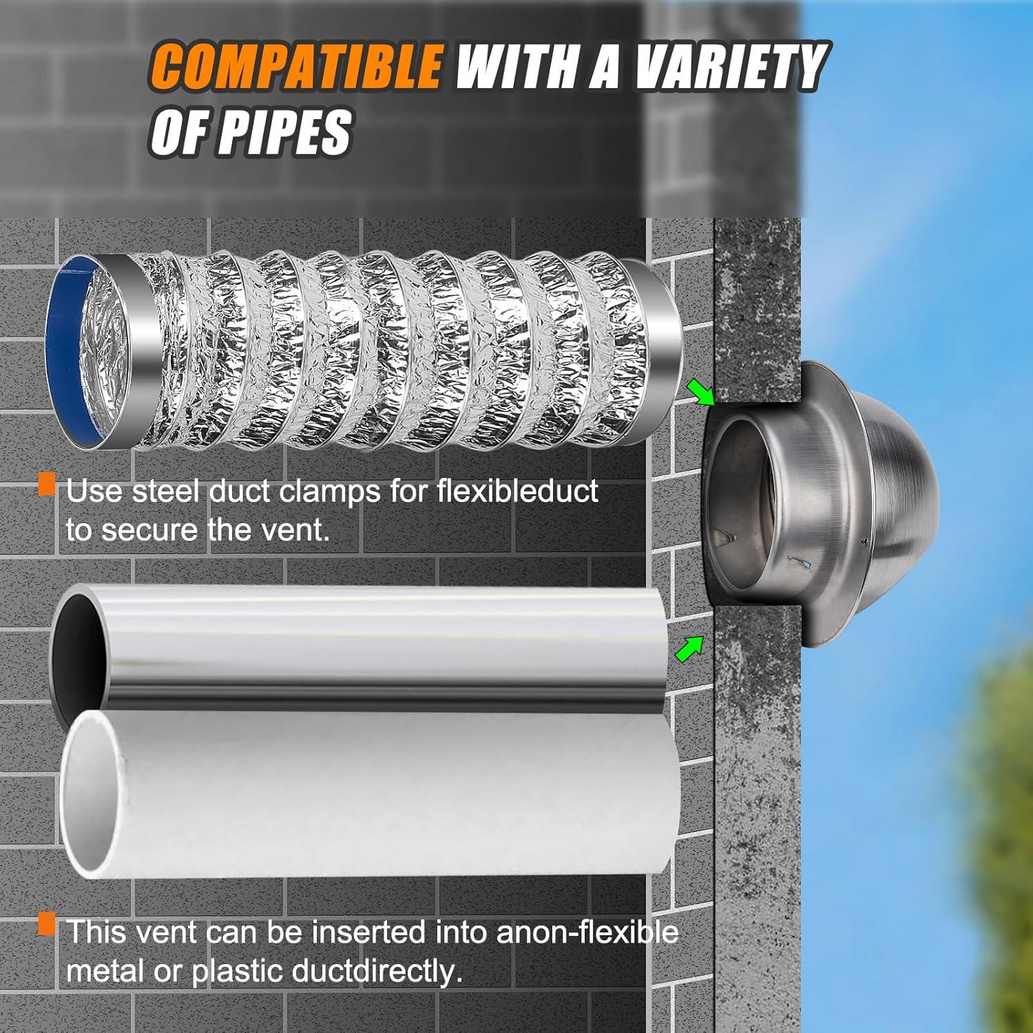 Cubierta de Ventilación de Secadora Matework 6" Acero Inoxidable