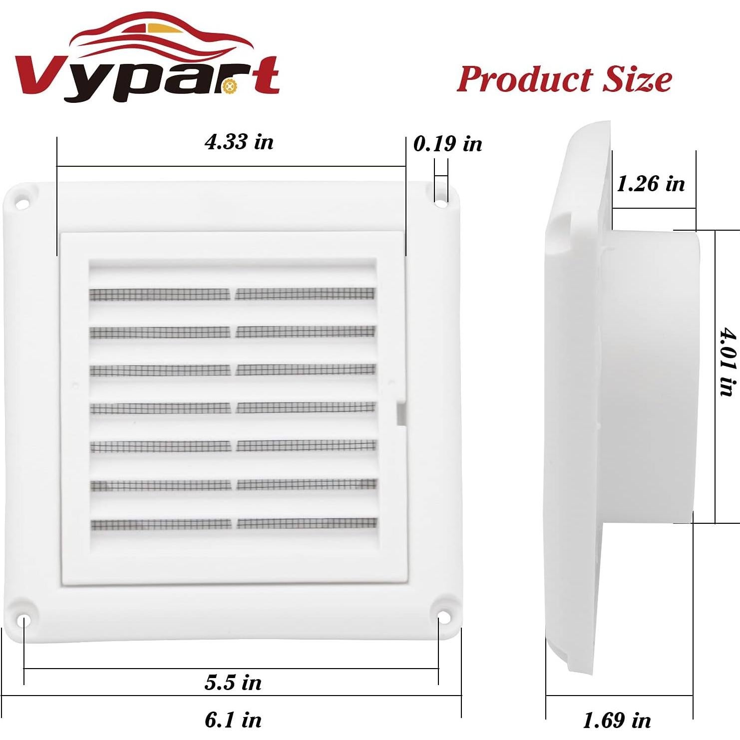 Cubierta de Ventilación Vypart 10 cm con Persiana y Filtro