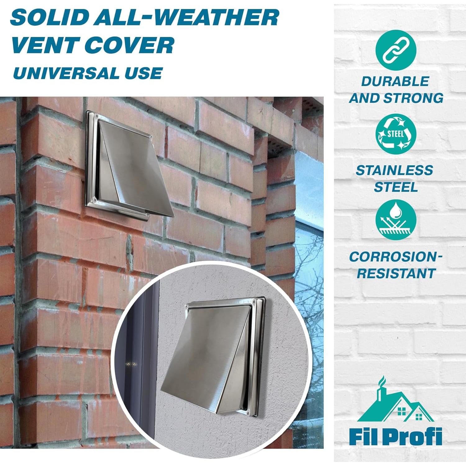 Cubierta de Ventilación de Pared FILPROFI 10.16 cm Acero Inoxidable