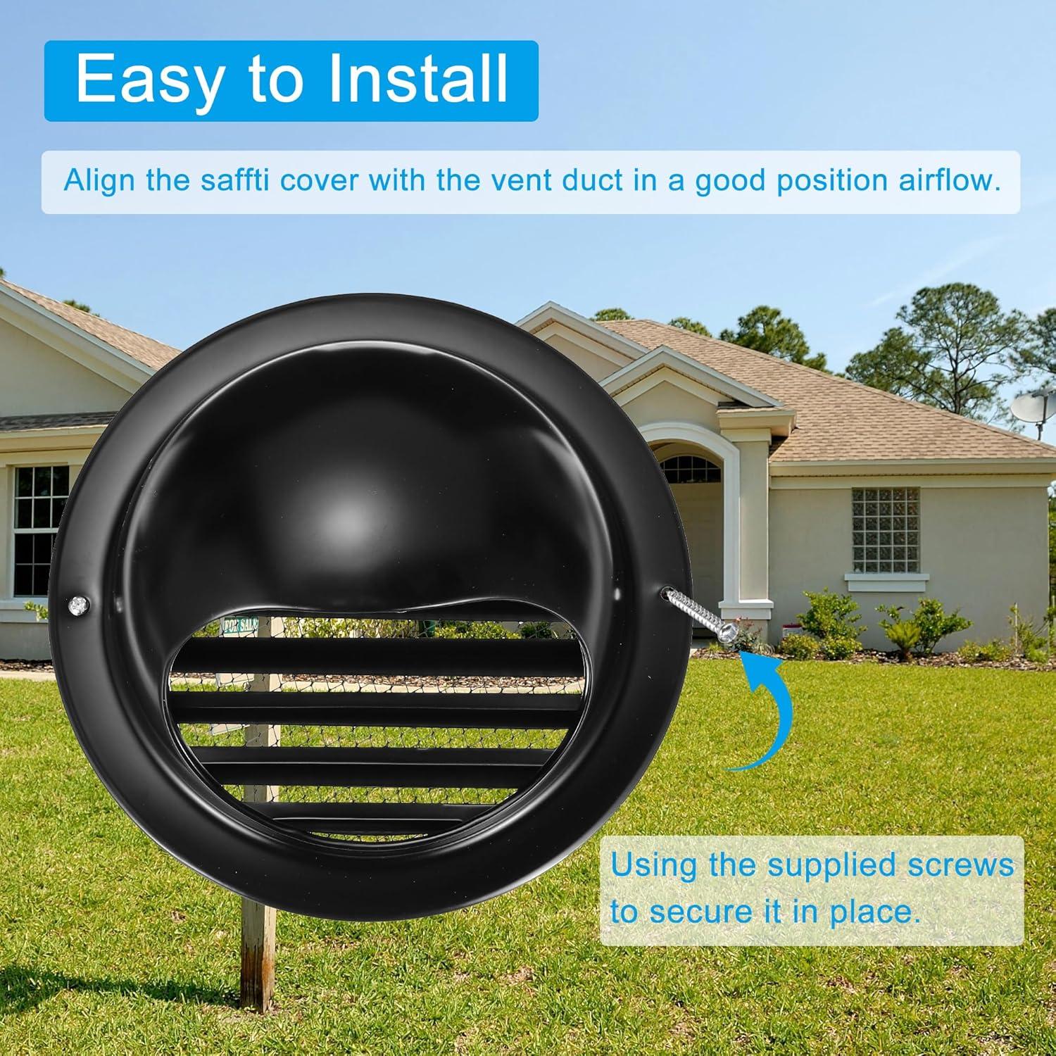 Cubierta Redonda de Ventilación PATIKIL 150 mm Acero Inoxidable Negro