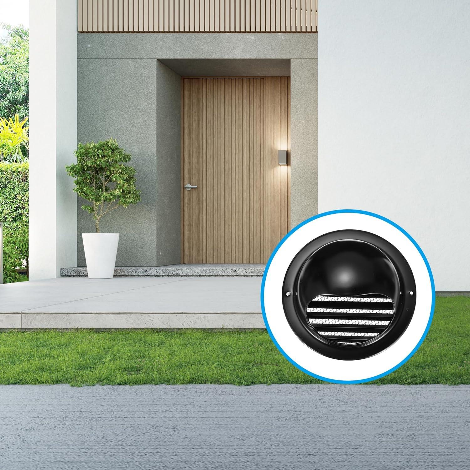 Cubierta Redonda de Ventilación PATIKIL 150 mm Acero Inoxidable Negro