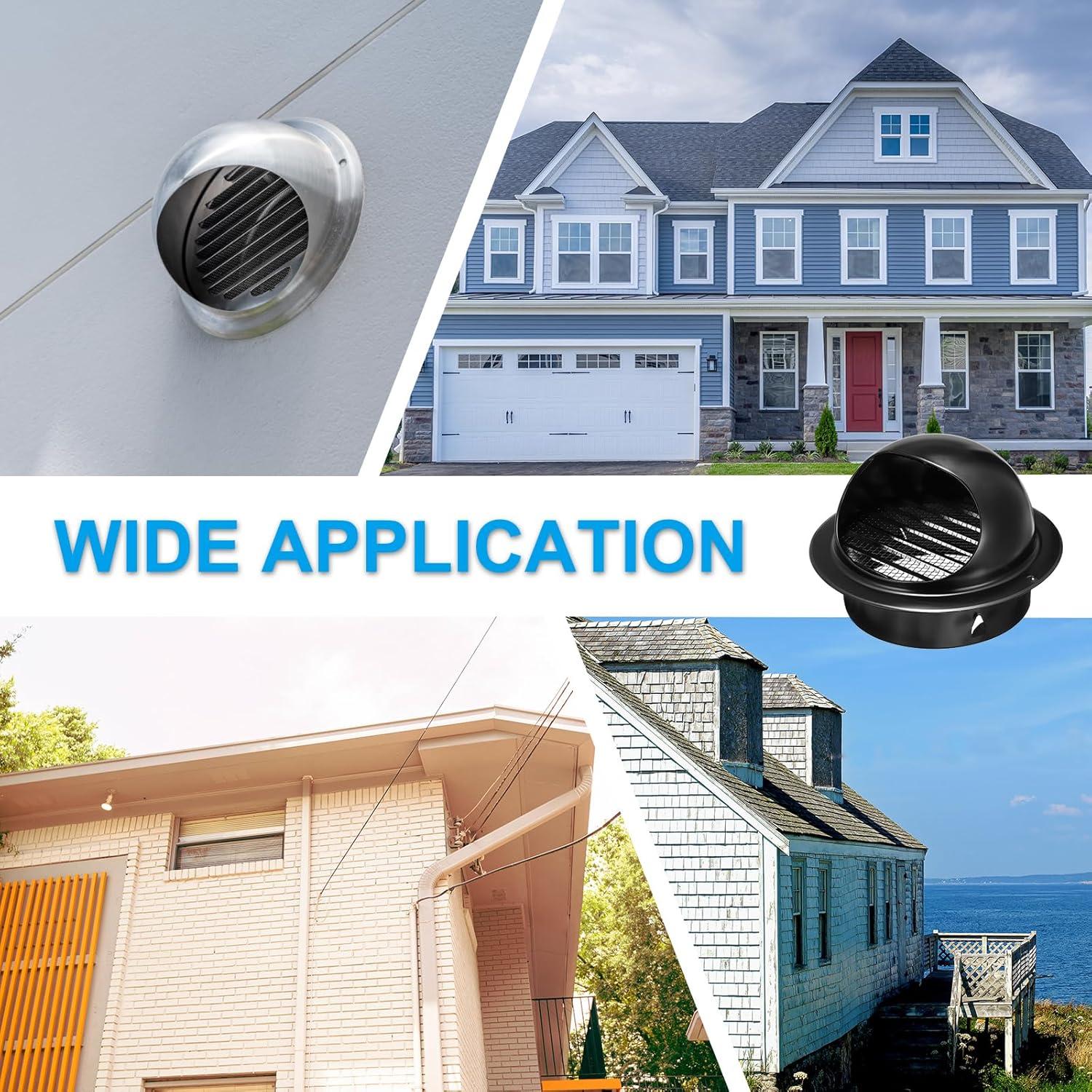 Cubierta Redonda de Ventilación PATIKIL 150 mm Acero Inoxidable Negro