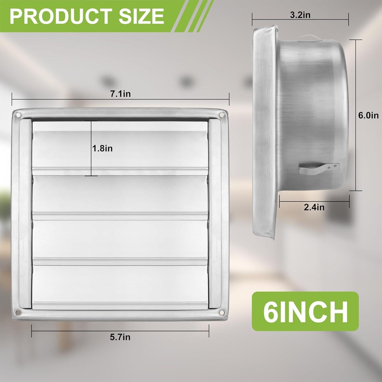 Tapa de Ventilación Exterior AMI PARTS 6" Acero Inoxidable