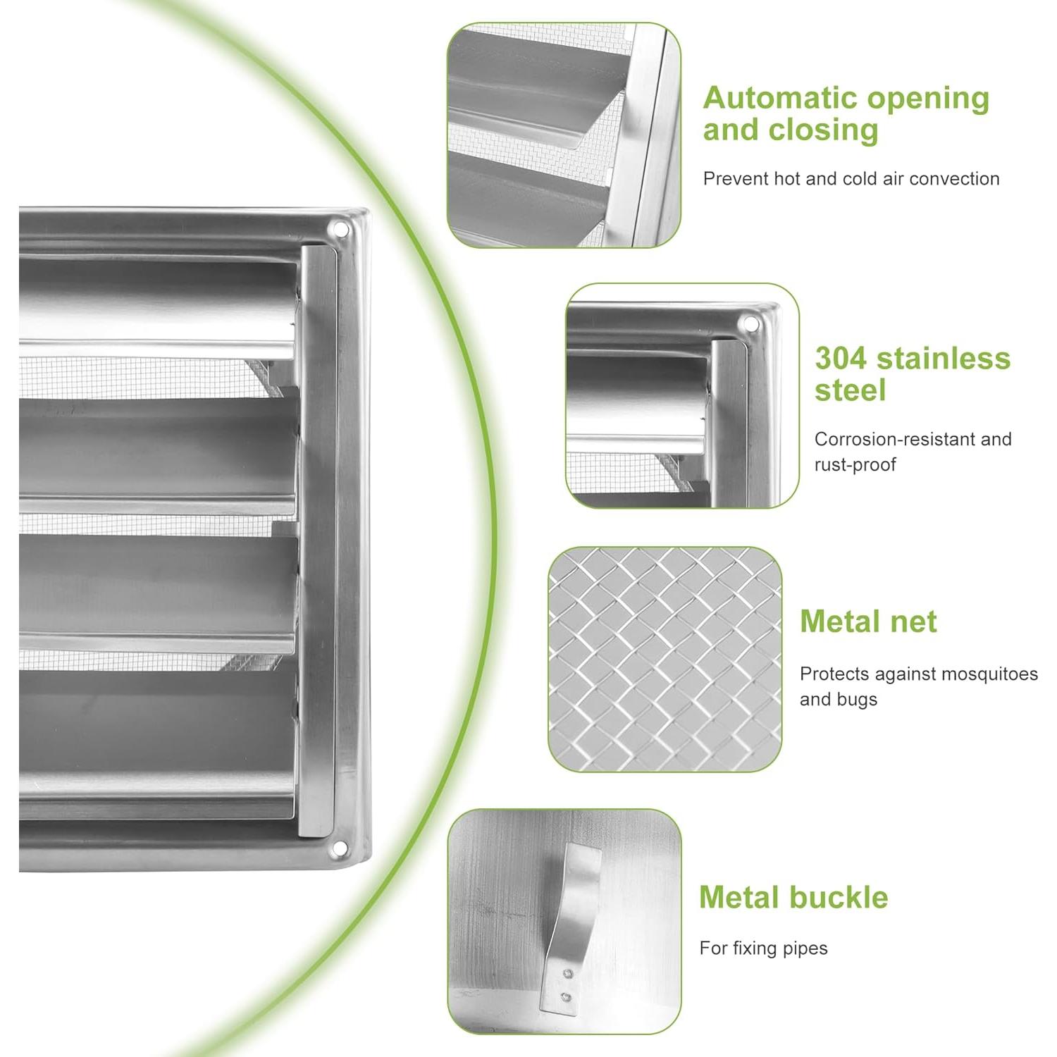 Tapa de Ventilación Exterior AMI PARTS 6" Acero Inoxidable