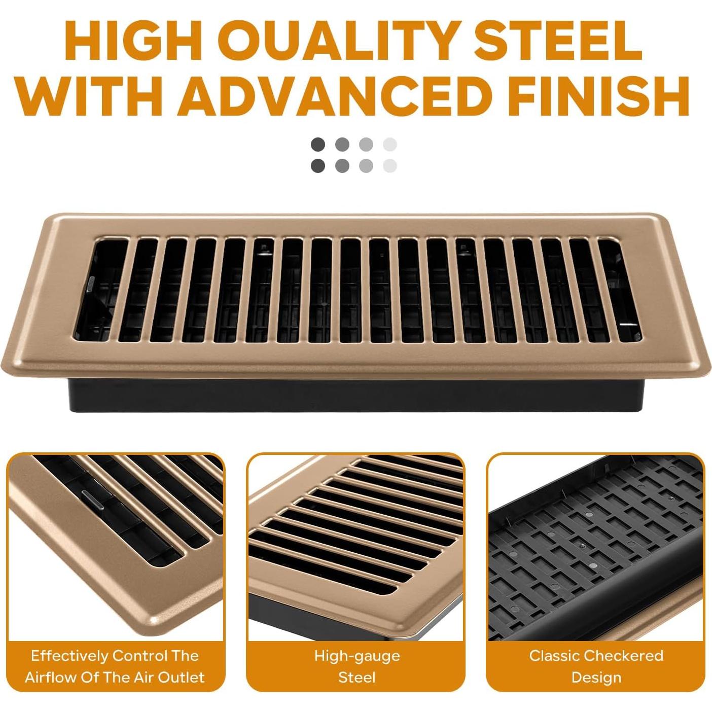 Cubiertas de Ventilación de Piso HQZ 6x14 cm Marrón - Paquete de 4