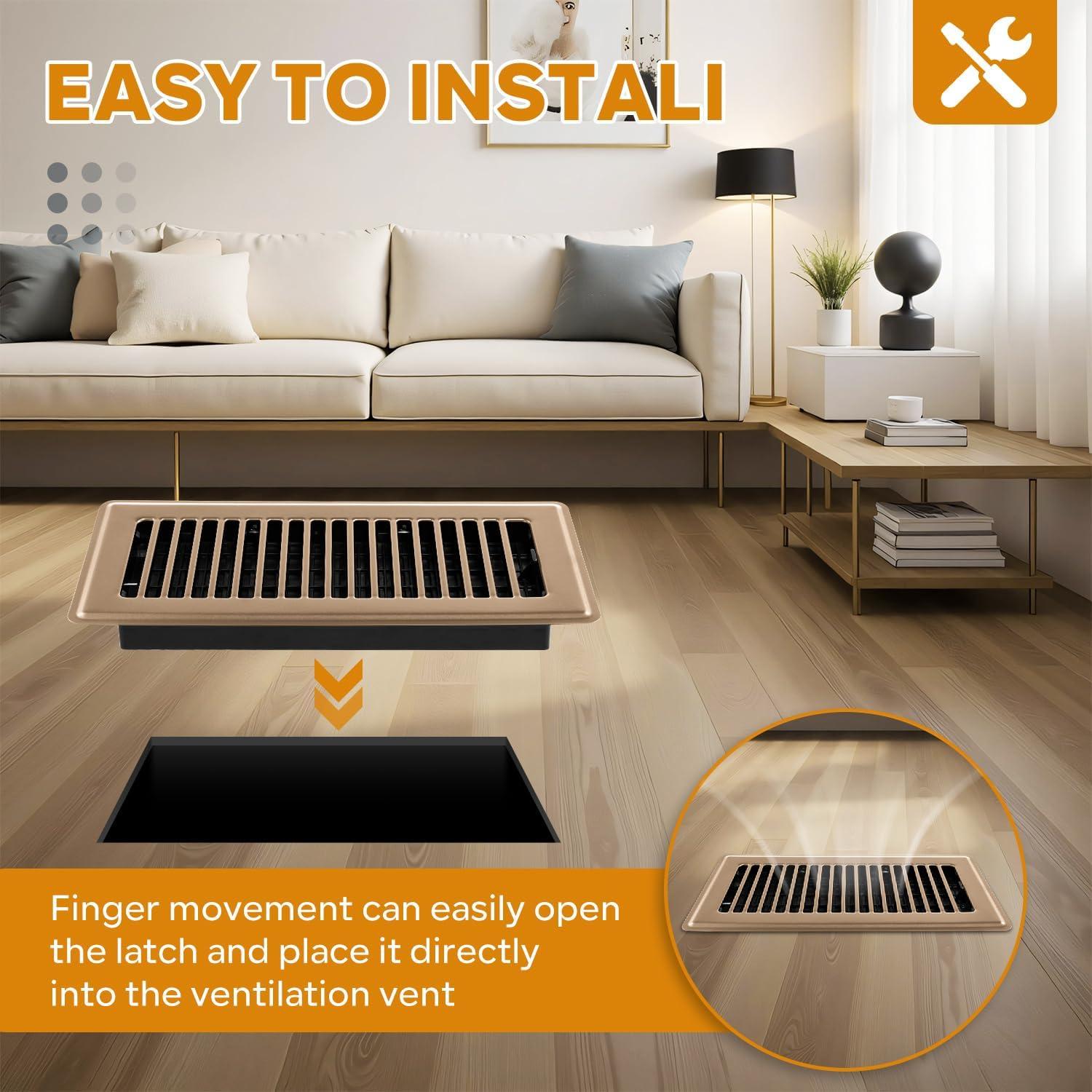 Cubiertas de Ventilación de Piso HQZ 6x14 cm Marrón - Paquete de 4