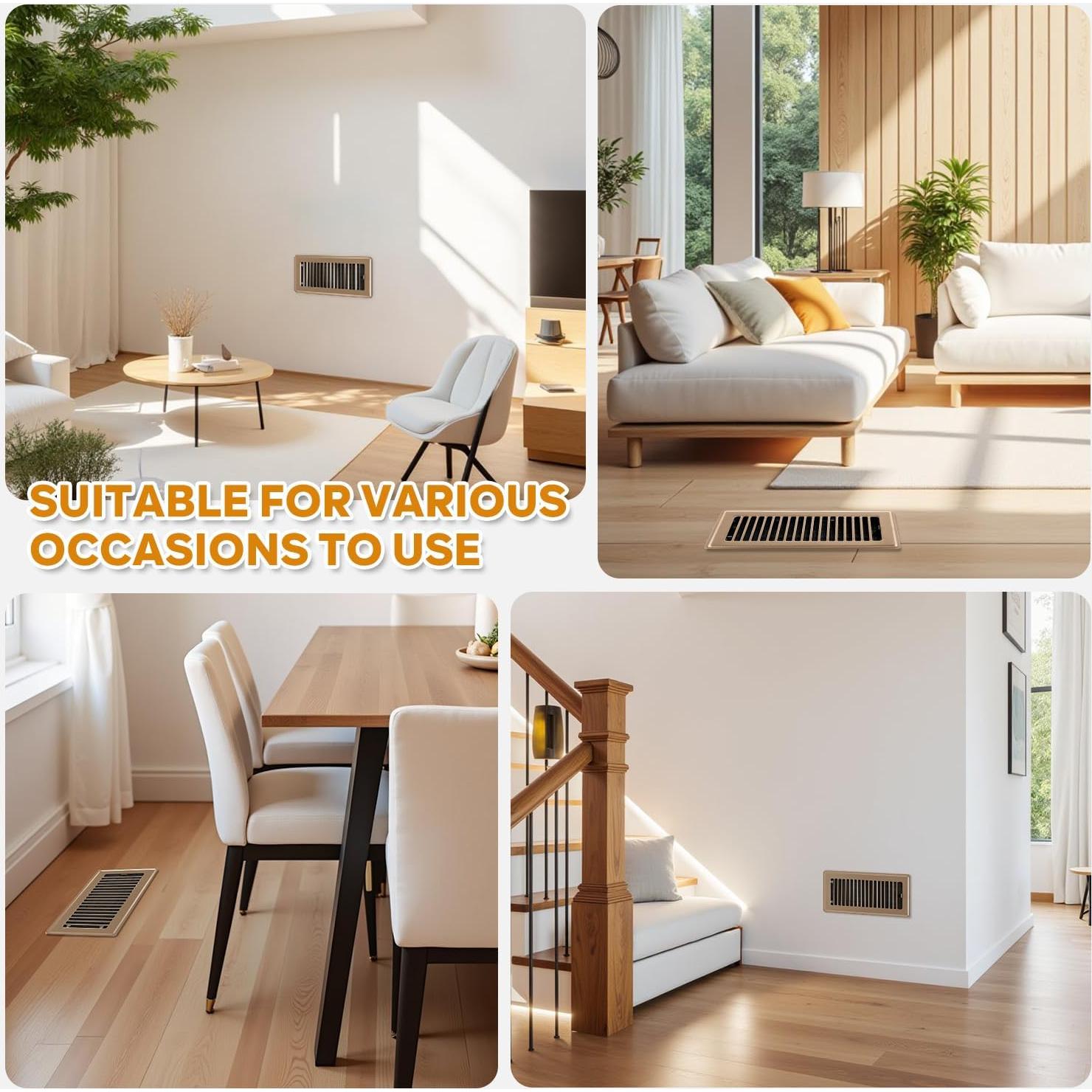 Cubiertas de Ventilación de Piso HQZ 6x14 cm Marrón - Paquete de 4