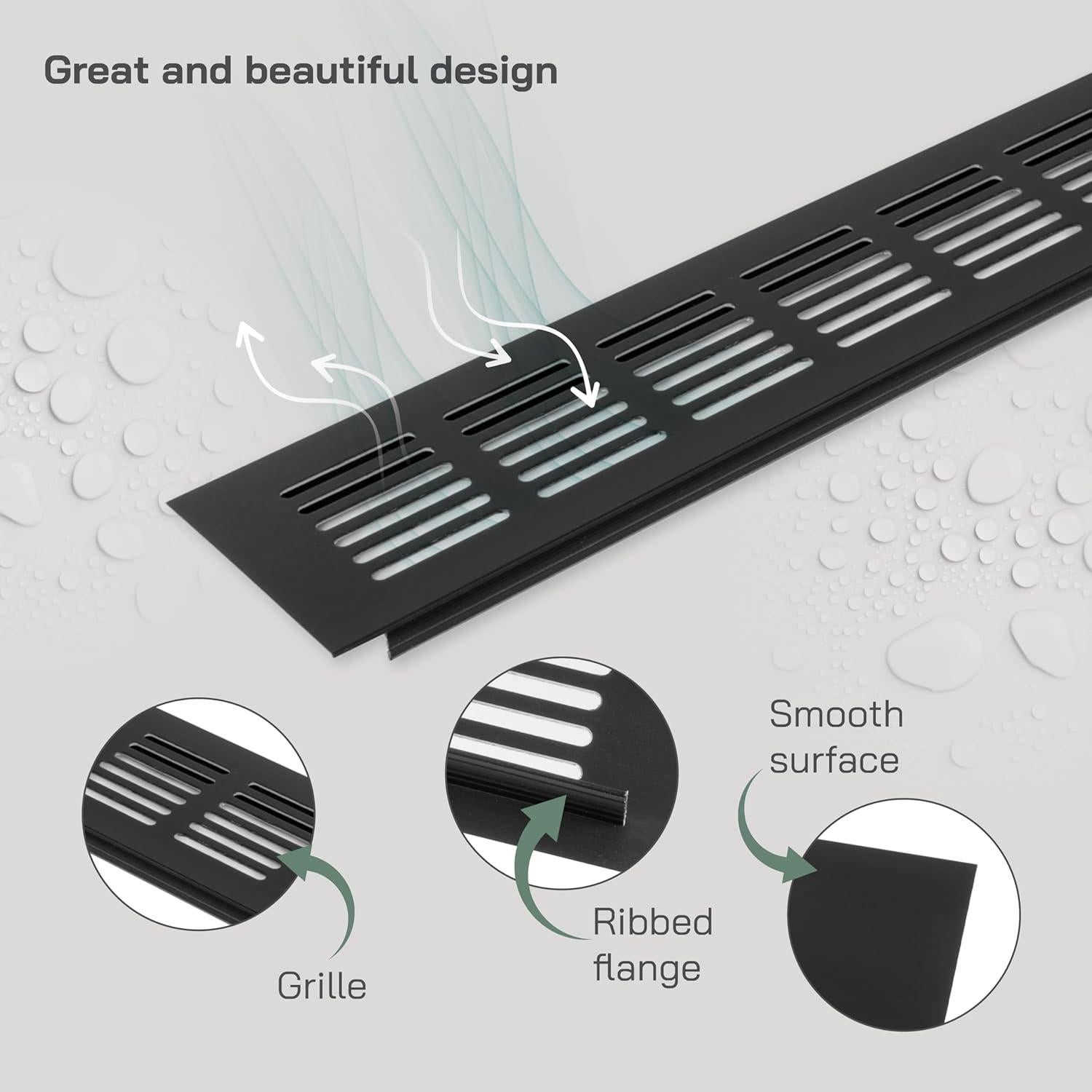 Vent Systems 16 x 2.4 Inch (Outer Dimensions) Air Supply Ventilation Grille - Brown Aluminum Rectangle Intake/Exhaust Door Vent Deflector - HVAC for Home Improvement Floor, Wall Duct Cover