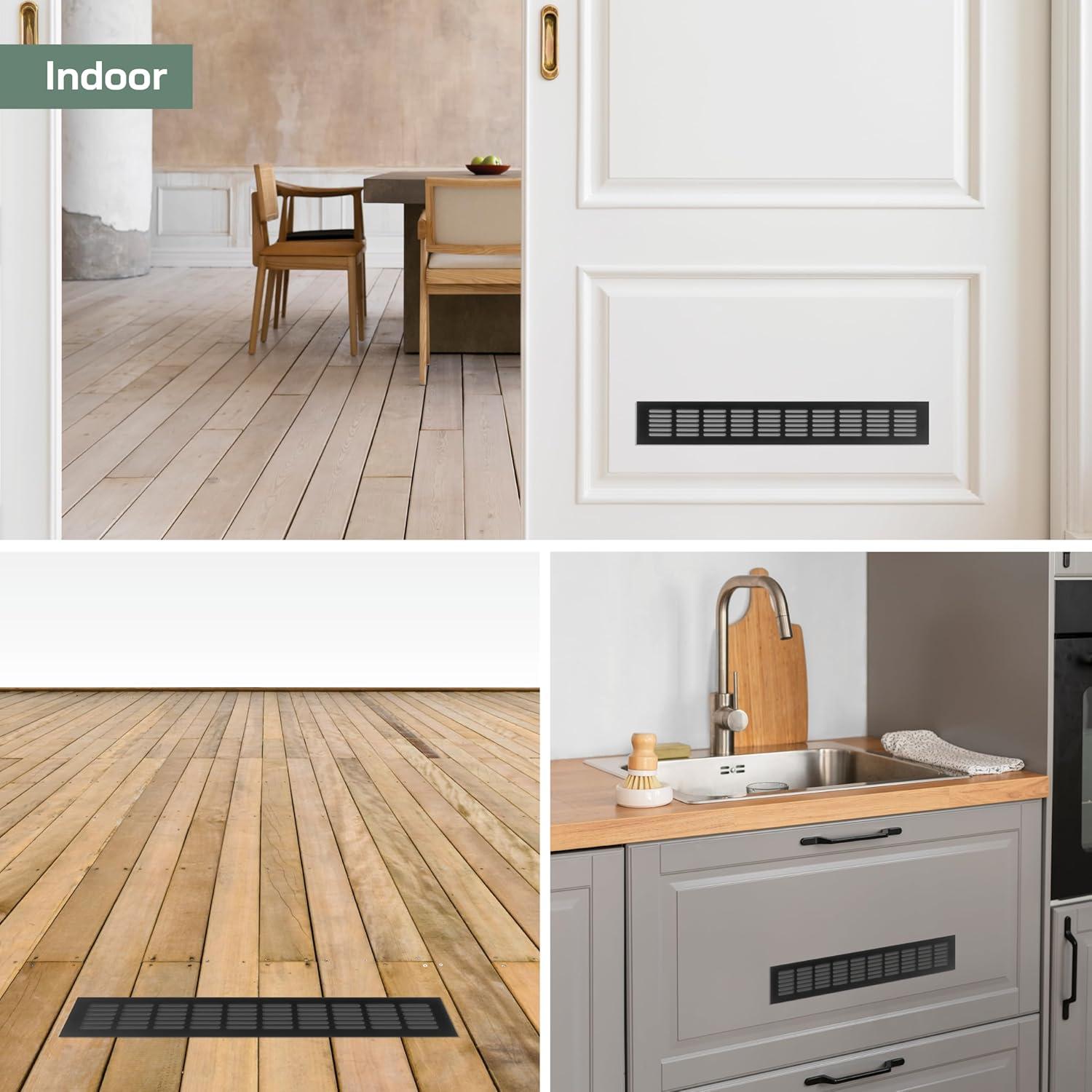 Vent Systems 16 x 2.4 Inch (Outer Dimensions) Air Supply Ventilation Grille - Brown Aluminum Rectangle Intake/Exhaust Door Vent Deflector - HVAC for Home Improvement Floor, Wall Duct Cover