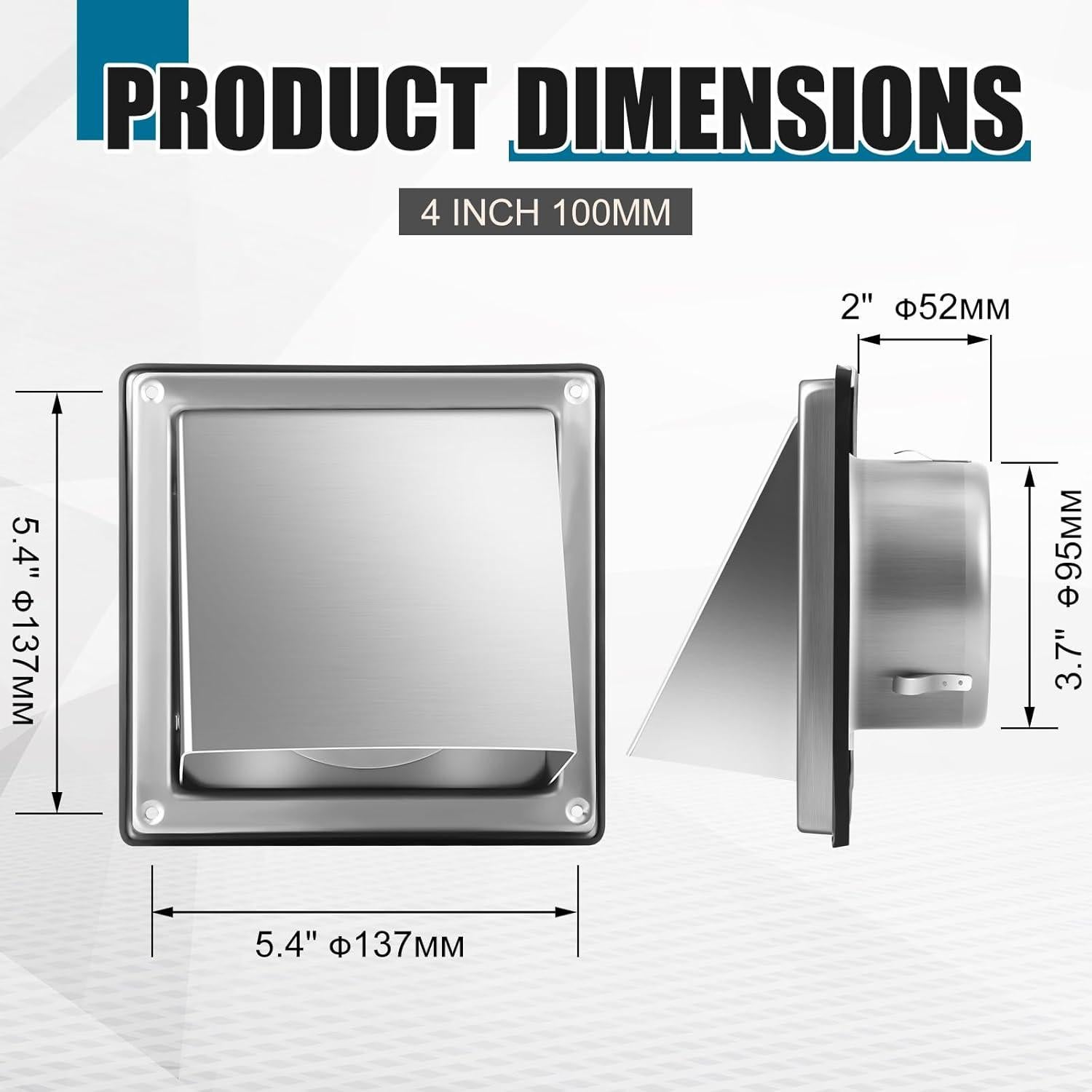 Cubierta de Ventilación para Secadora Gisafai 10 cm Acero Inoxidable