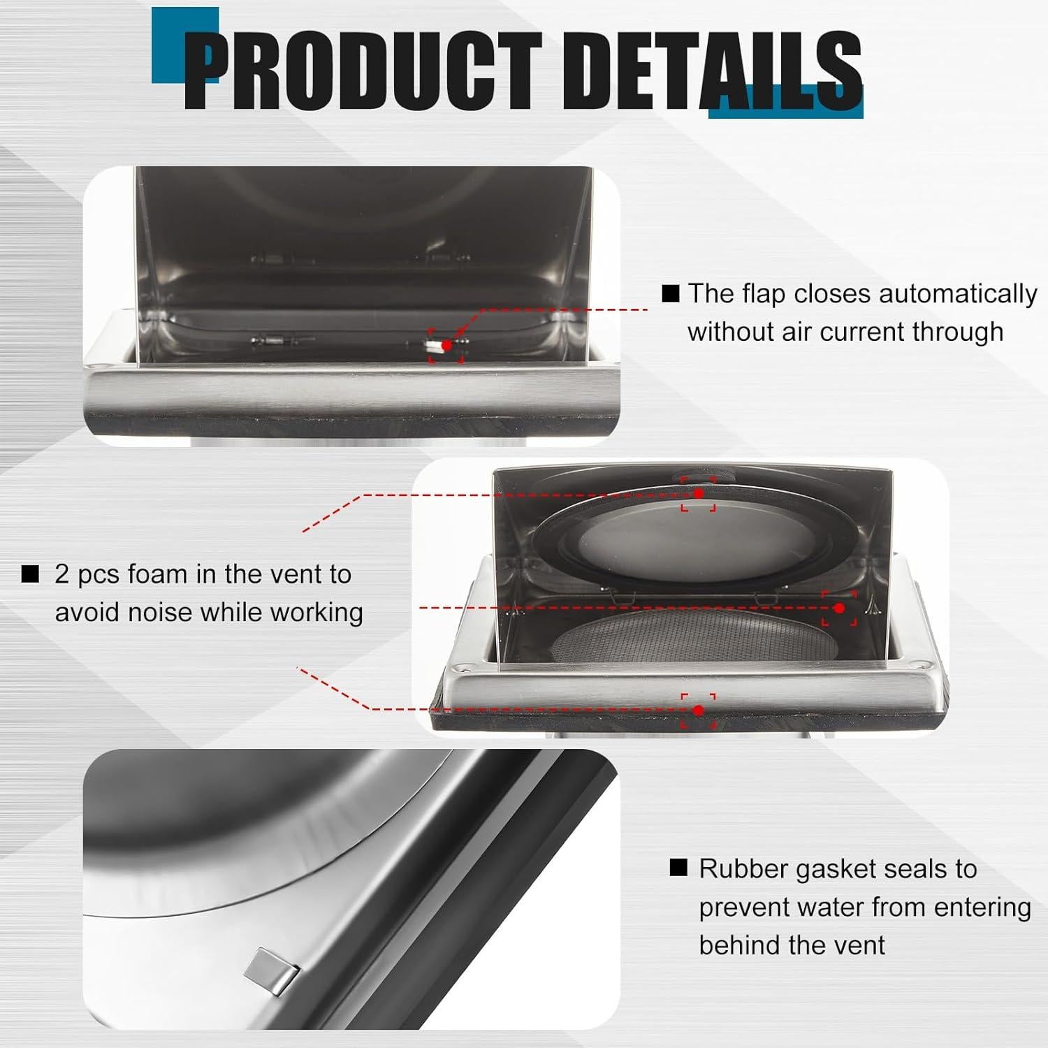 Cubierta de Ventilación para Secadora Gisafai 10 cm Acero Inoxidable