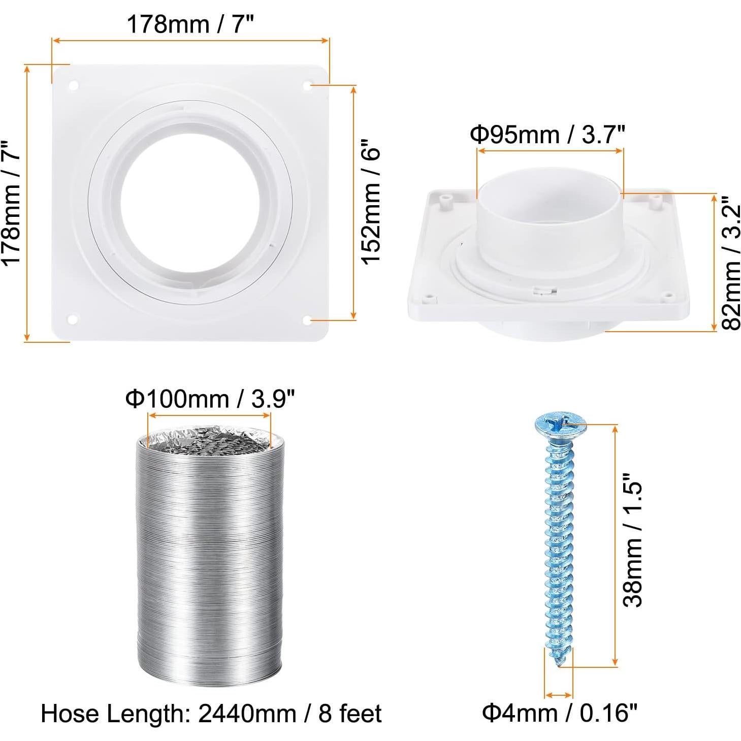 Kit de Manguera de Ventilación para Secadora PATIKIL 4" Blanco