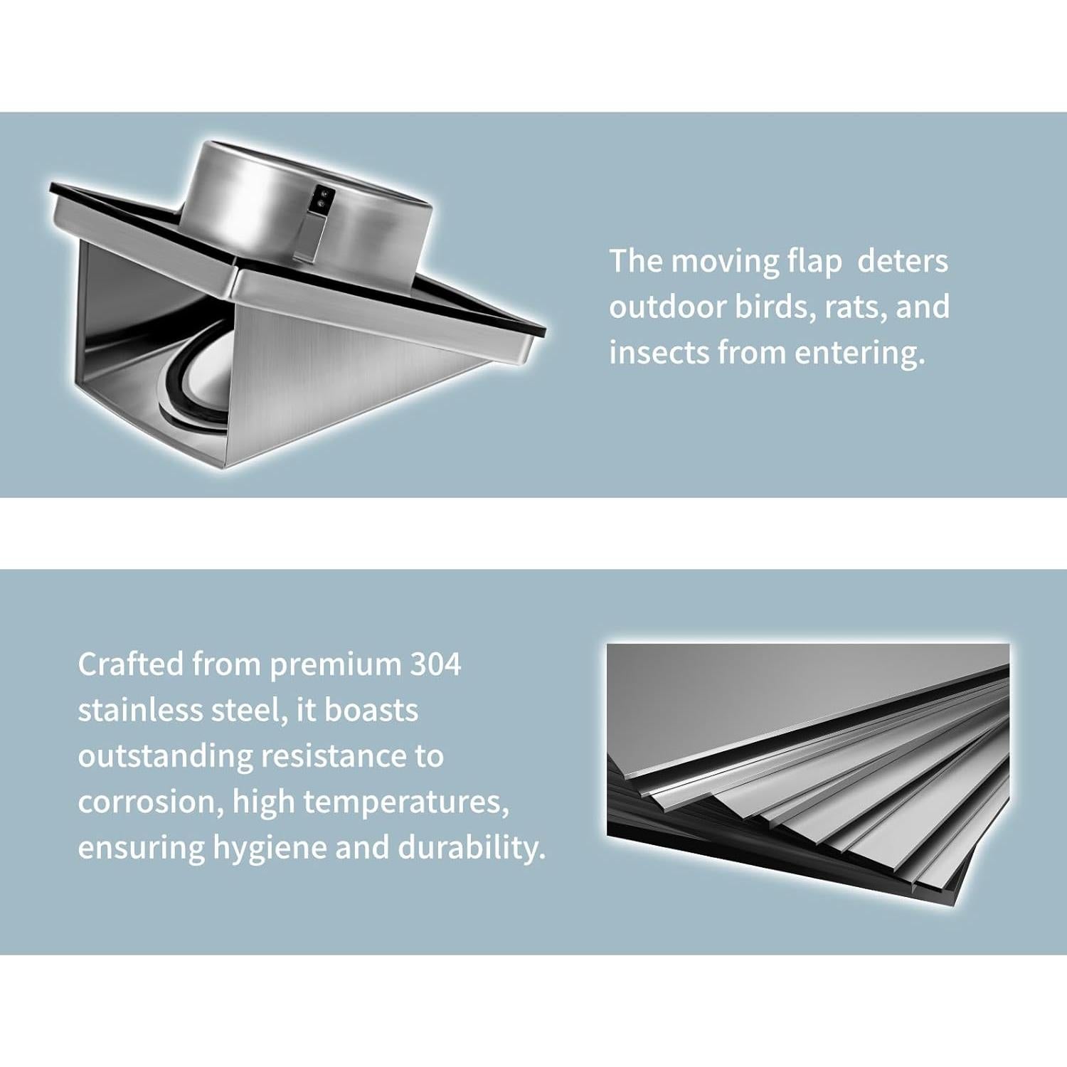 Cubierta de Ventilación Insvrecho 150mm Acero Inoxidable Exterior