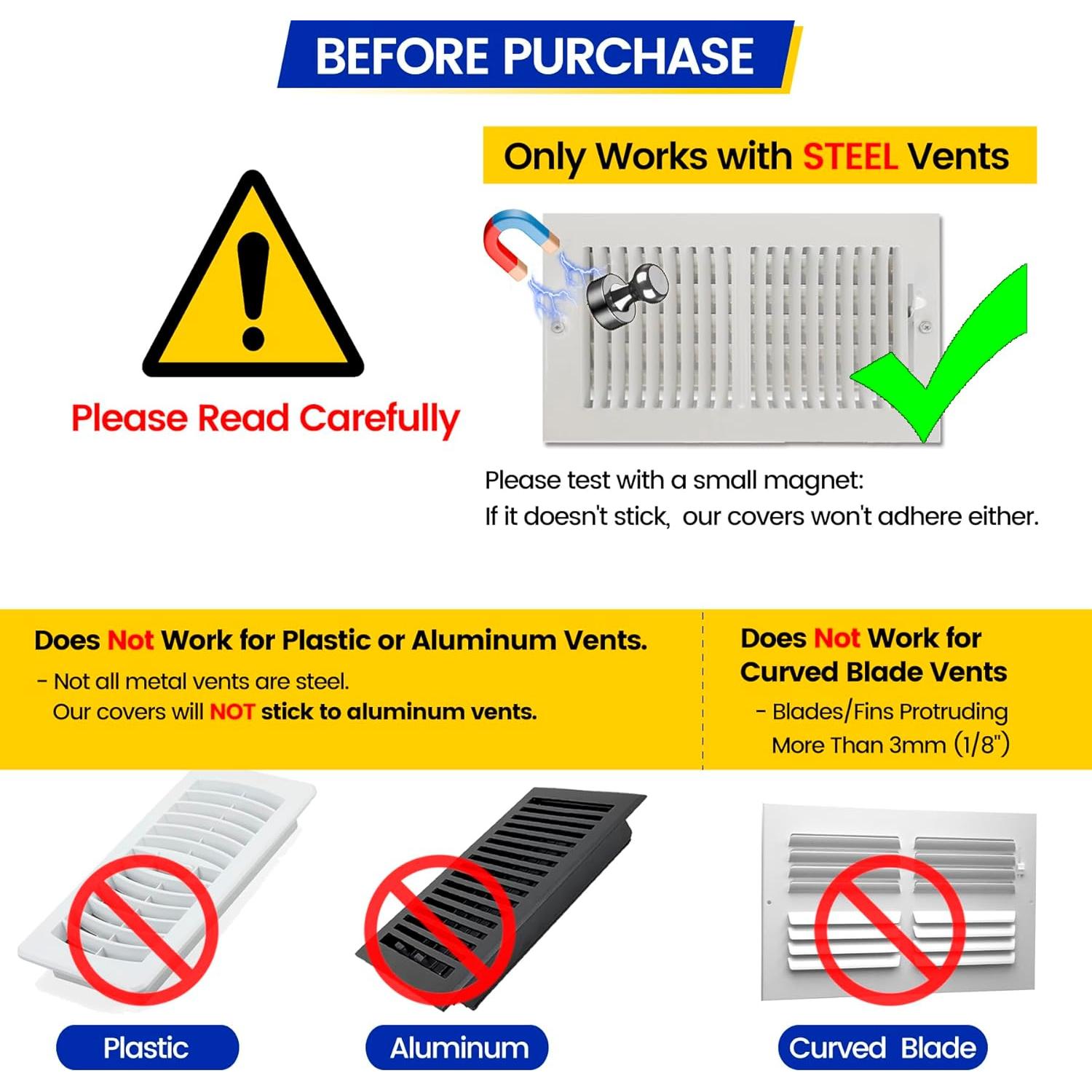Cubiertas Magnéticas para Ventilación Seatern 20.32x39.37 cm Paquete de 3