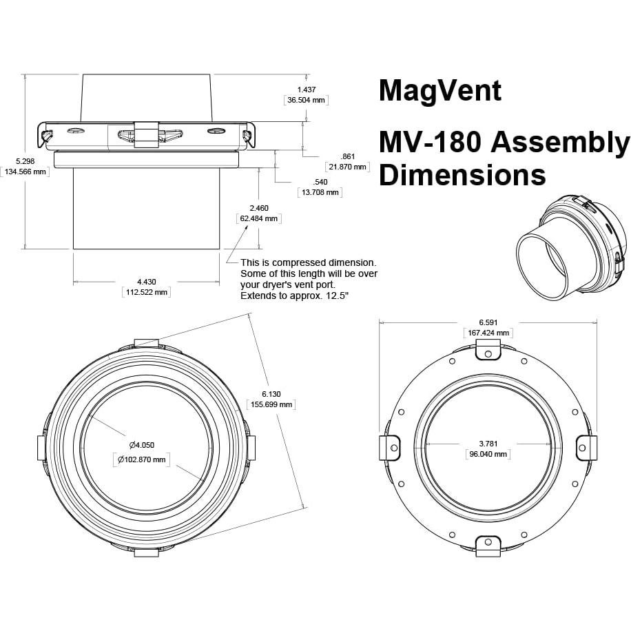 Acoplamiento de Ventilación Magnético MagVent MV-180 30.48 cm