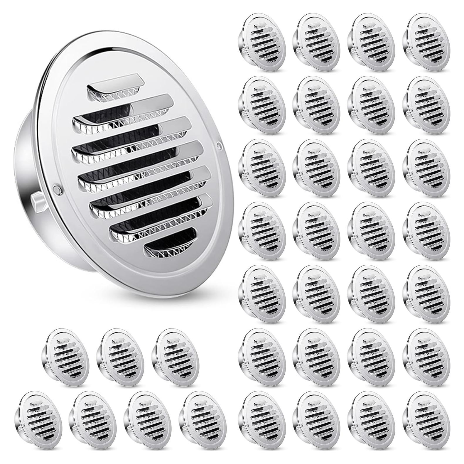 Ventilaciones de Sofito 36 Pcs Acero Inoxidable 10.16 cm Plateado