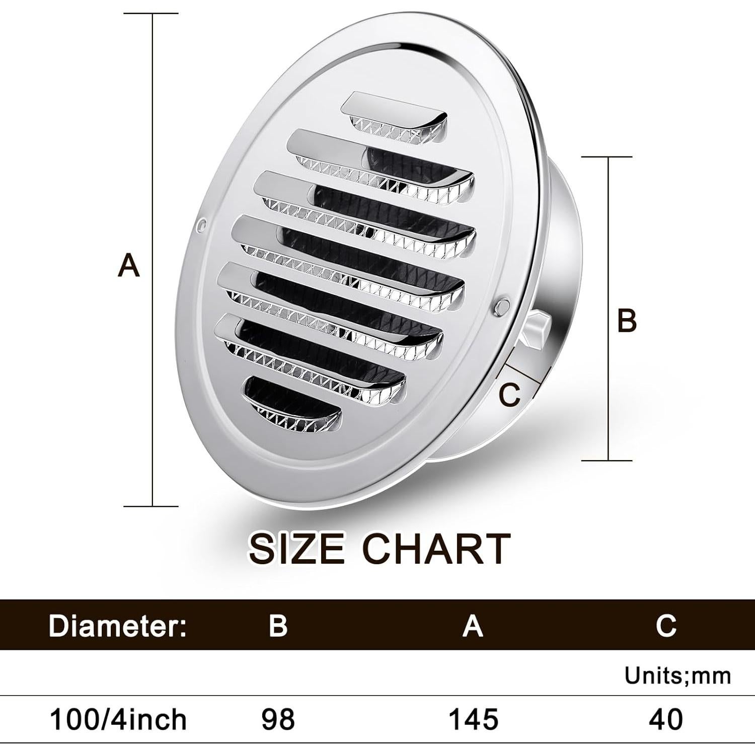Ventilaciones de Sofito 36 Pcs Acero Inoxidable 10.16 cm Plateado