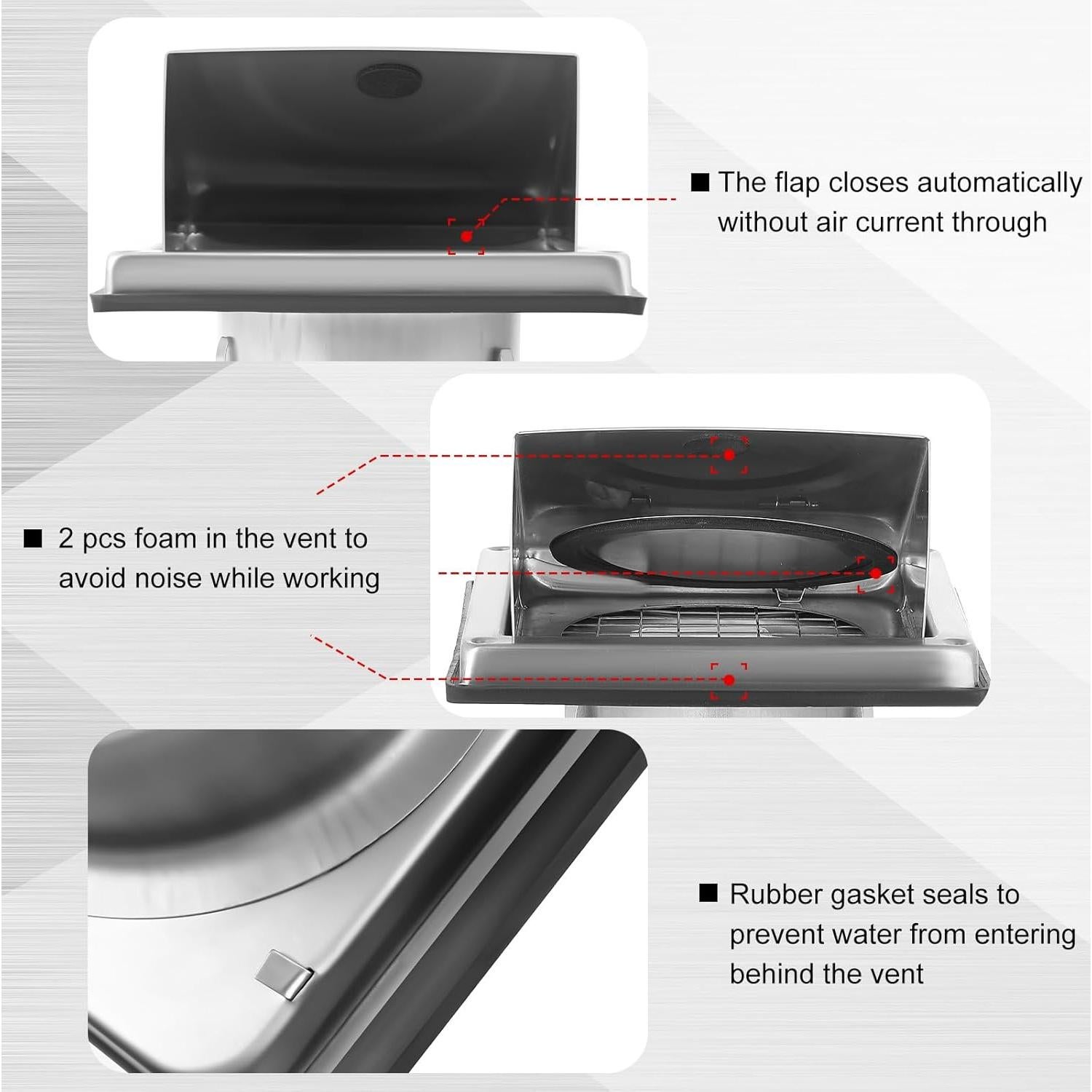 Cubierta de Ventilación para Secadora Gisafai 4" Acero Inoxidable