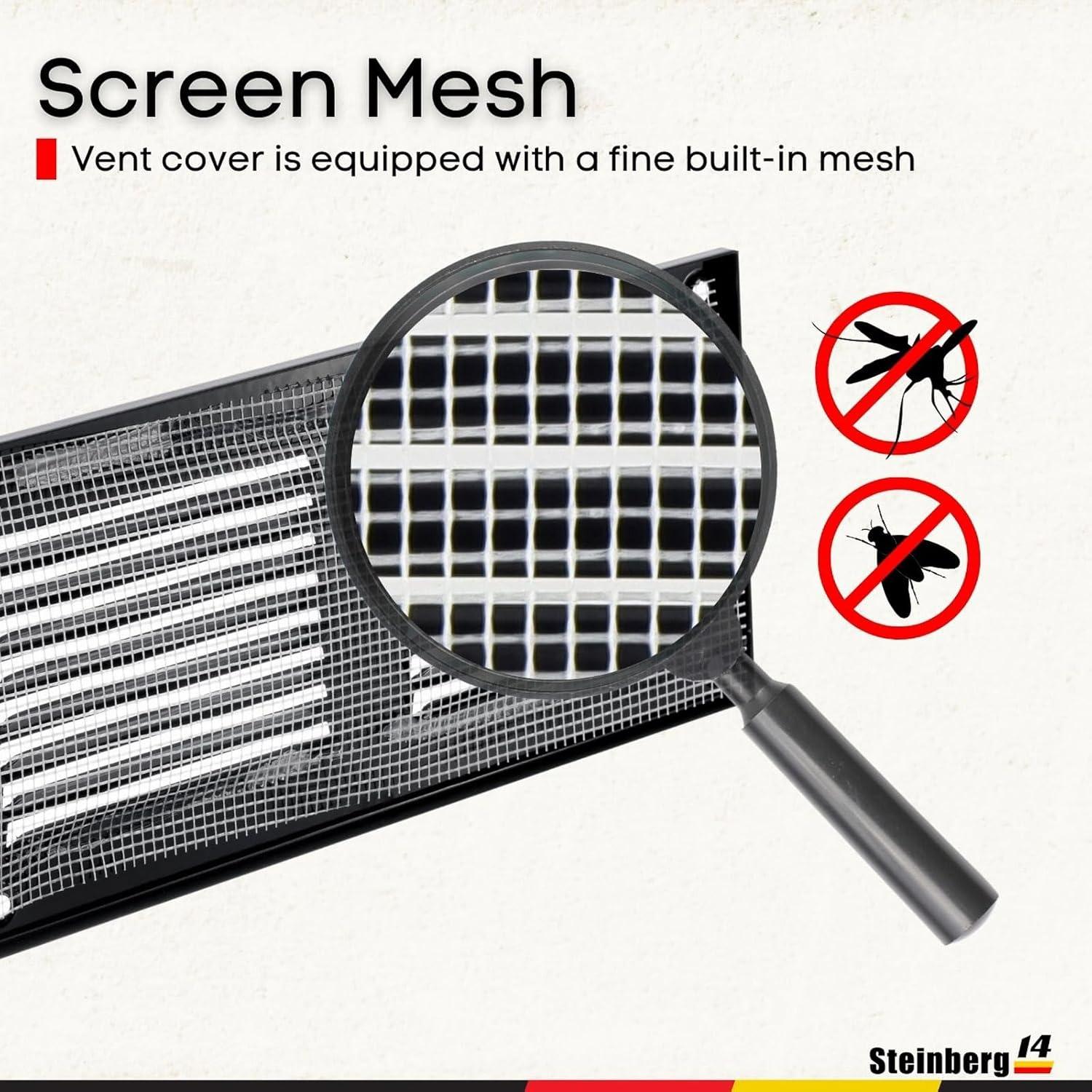 Cubierta de Ventilación Steinberg14 Negra 14x5 cm con Malla