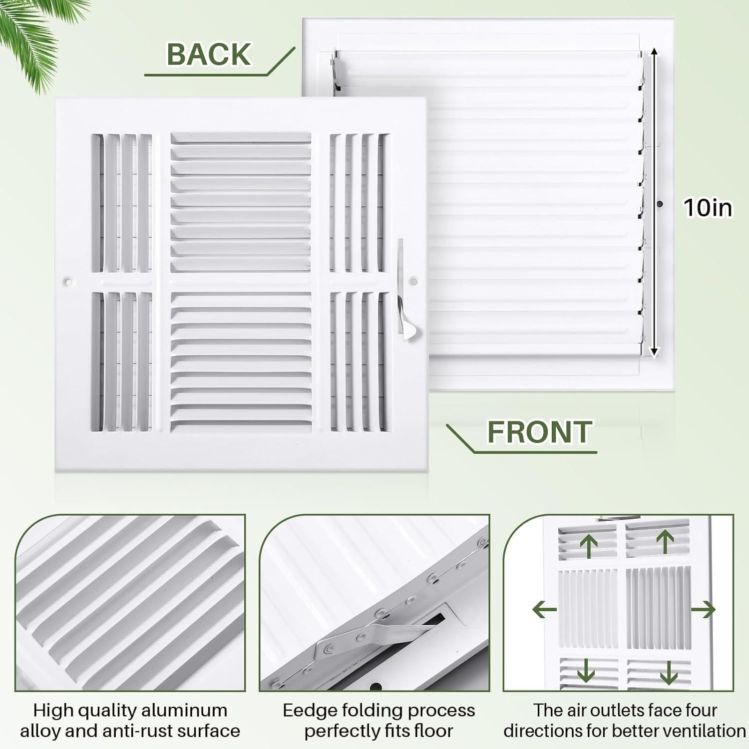 Cubiertas de Ventilación VIHOSE 6 Pcs 25.4 cm Cuadradas Blancas