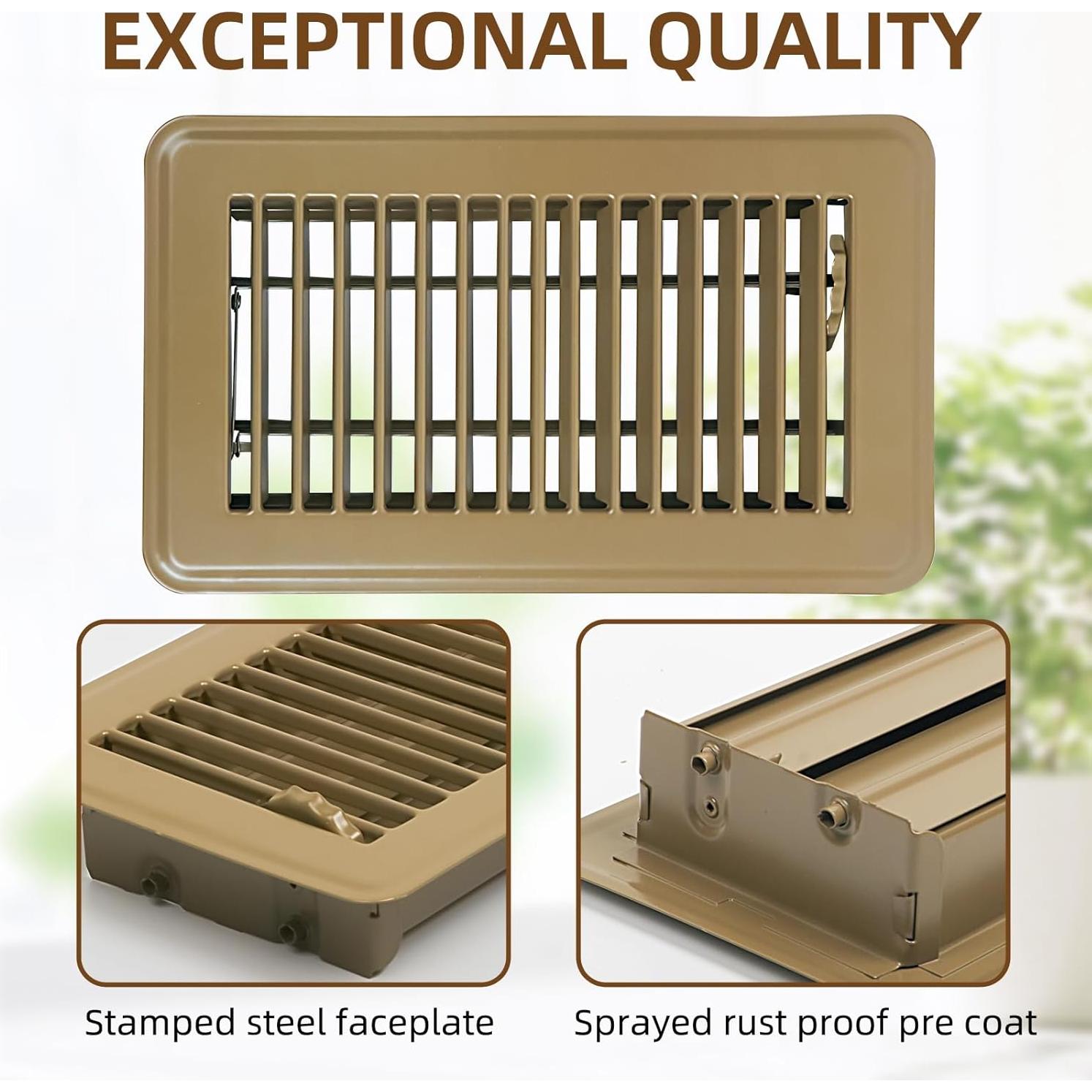 Paquete de 6 rejillas de piso Flowild 10x20 cm marrón acero