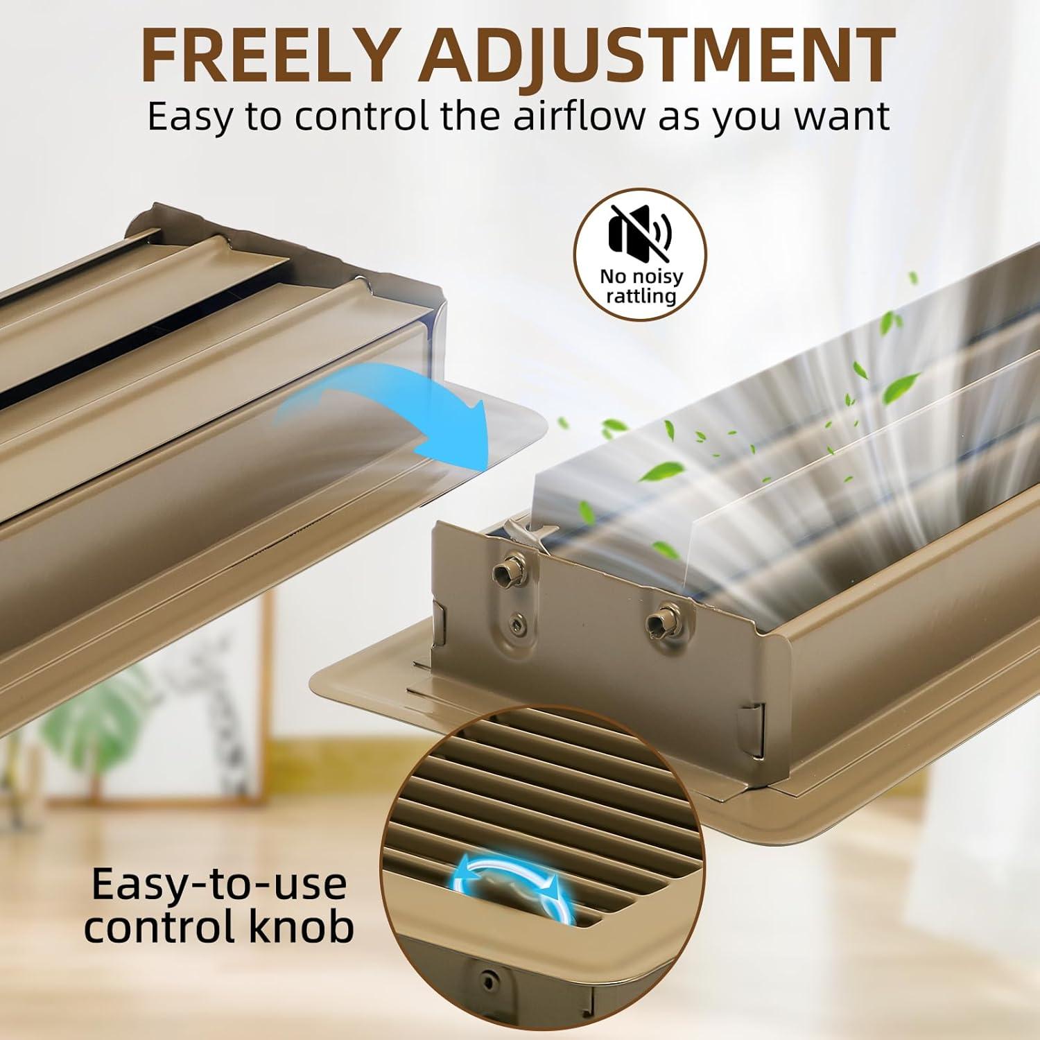 Paquete de 6 rejillas de piso Flowild 10x20 cm marrón acero