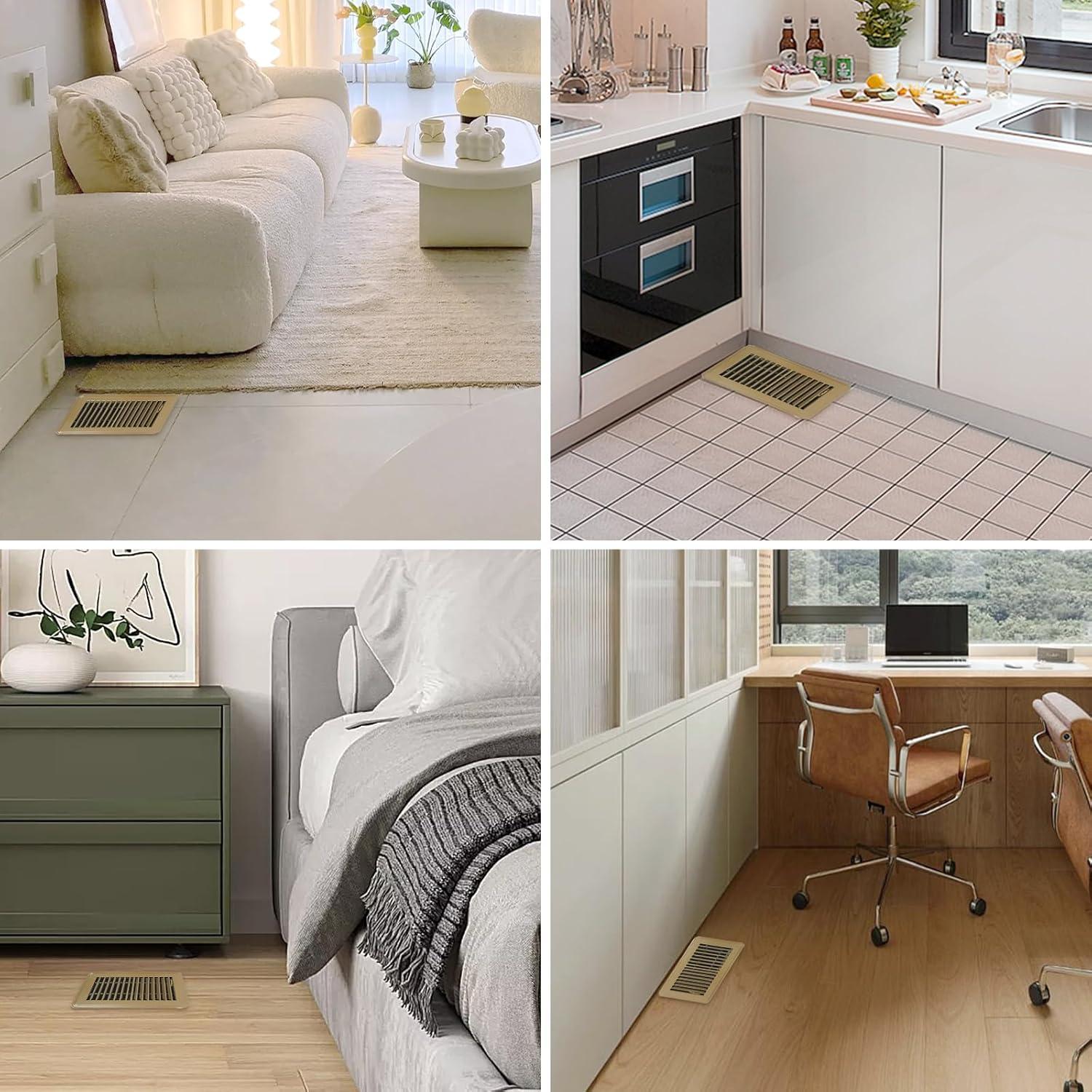 Paquete de 6 rejillas de piso Flowild 10x20 cm marrón acero