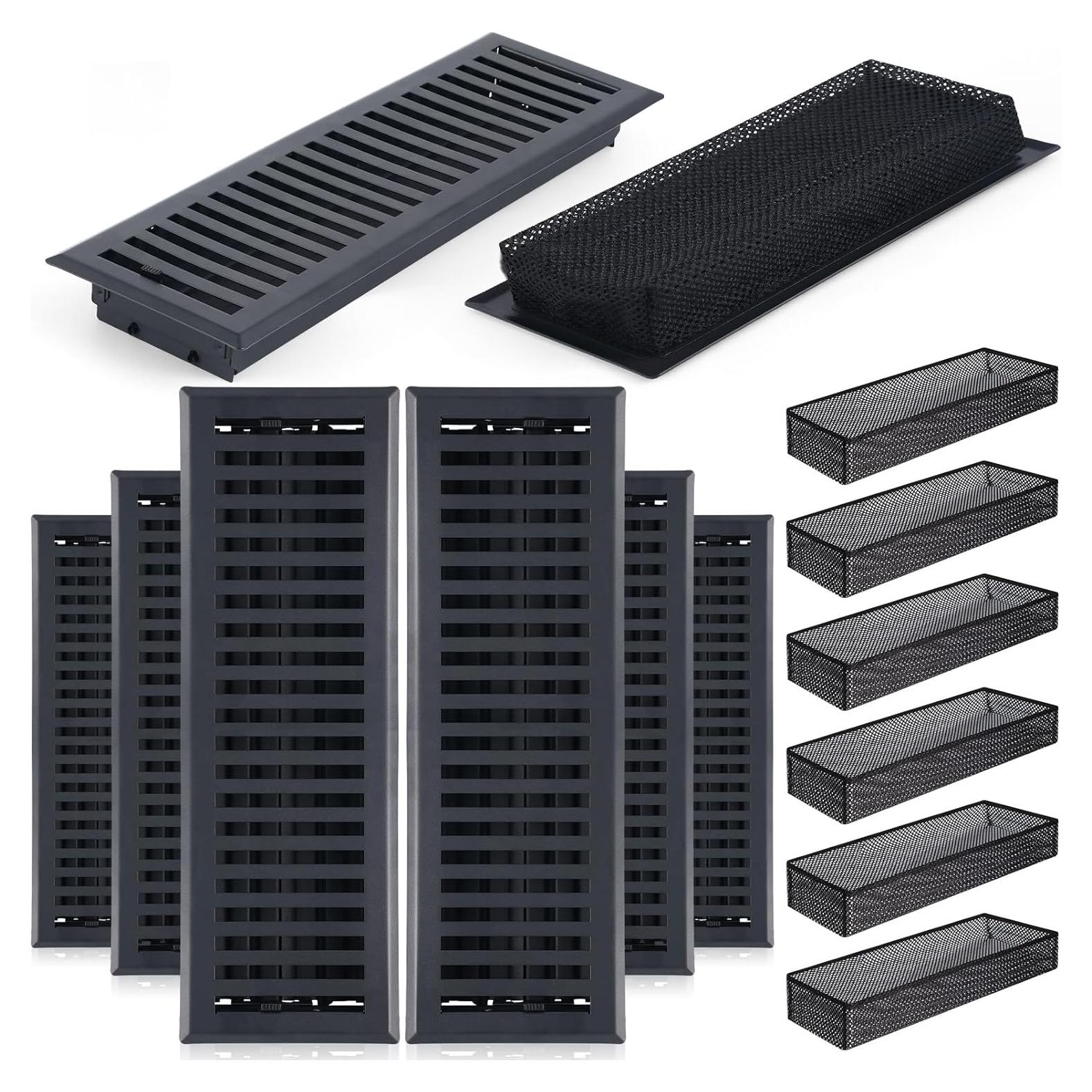 Set de 12 Rejillas de Piso y Filtros de Malla Baquler 10x36cm