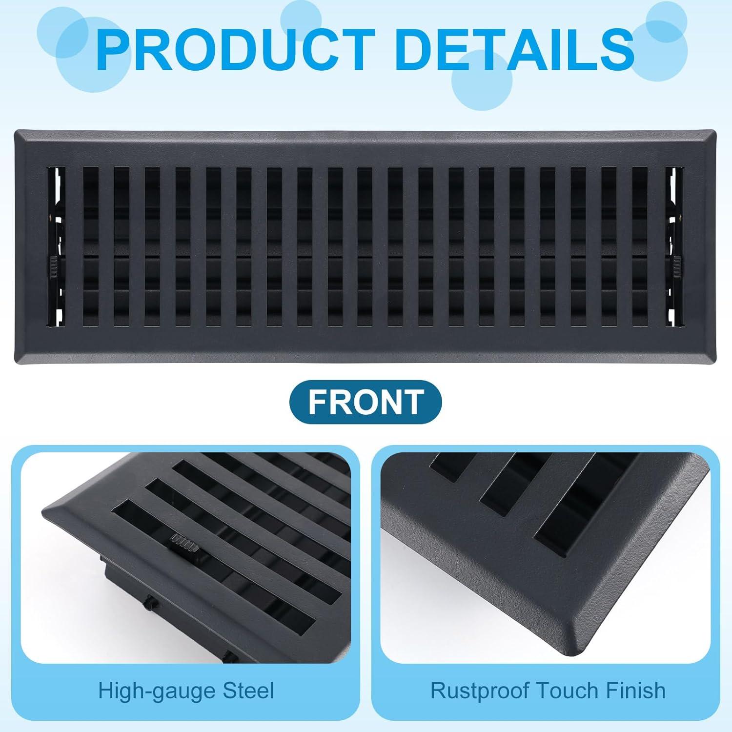 Set de 12 Rejillas de Piso y Filtros de Malla Baquler 10x36cm