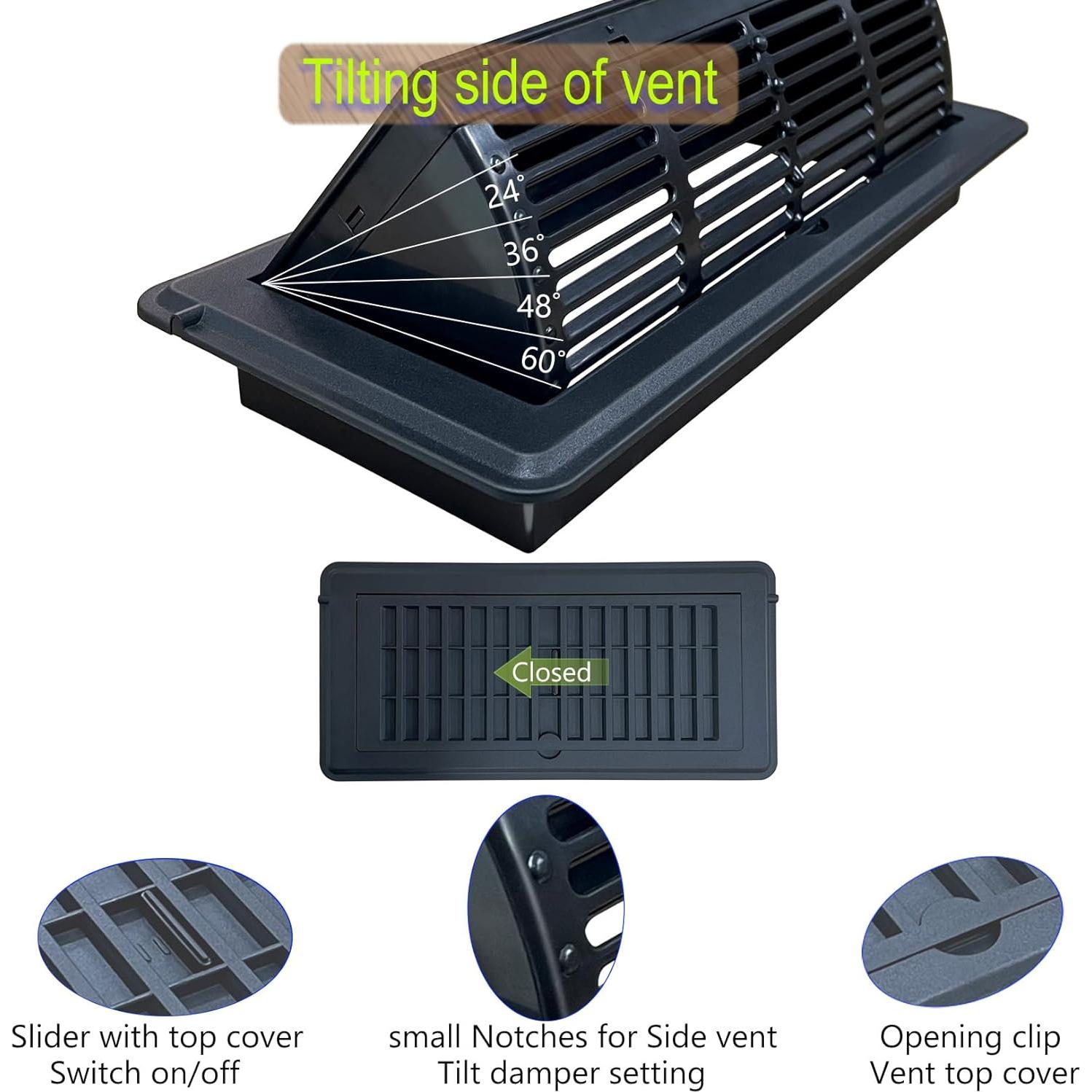 Deflector de Ventilación 4x10" Negro ZLEYECZ - 2 Paquete