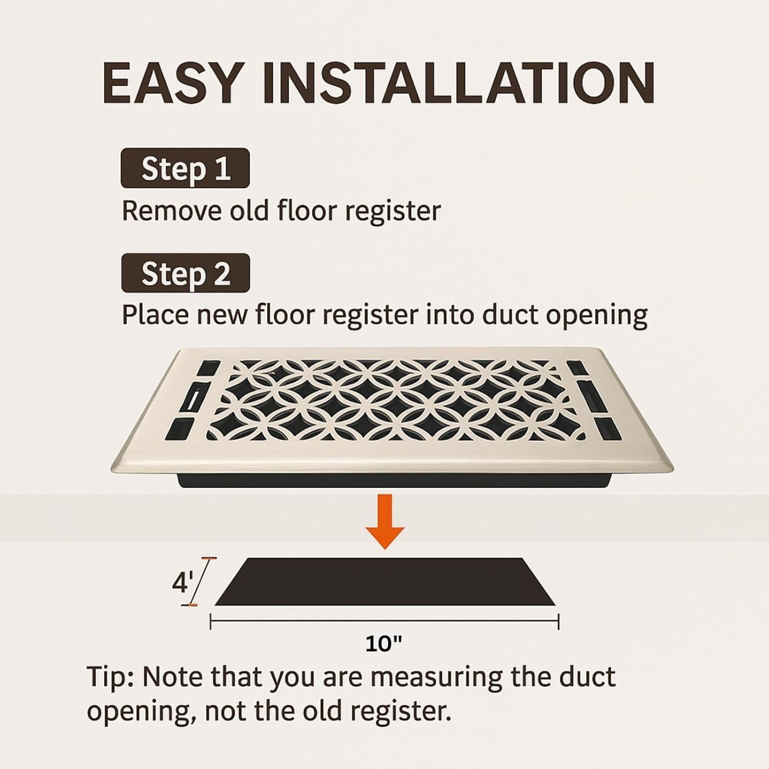 Cubierta de Ventilación de Piso GCDS Home 4x10 Níquel Satinado