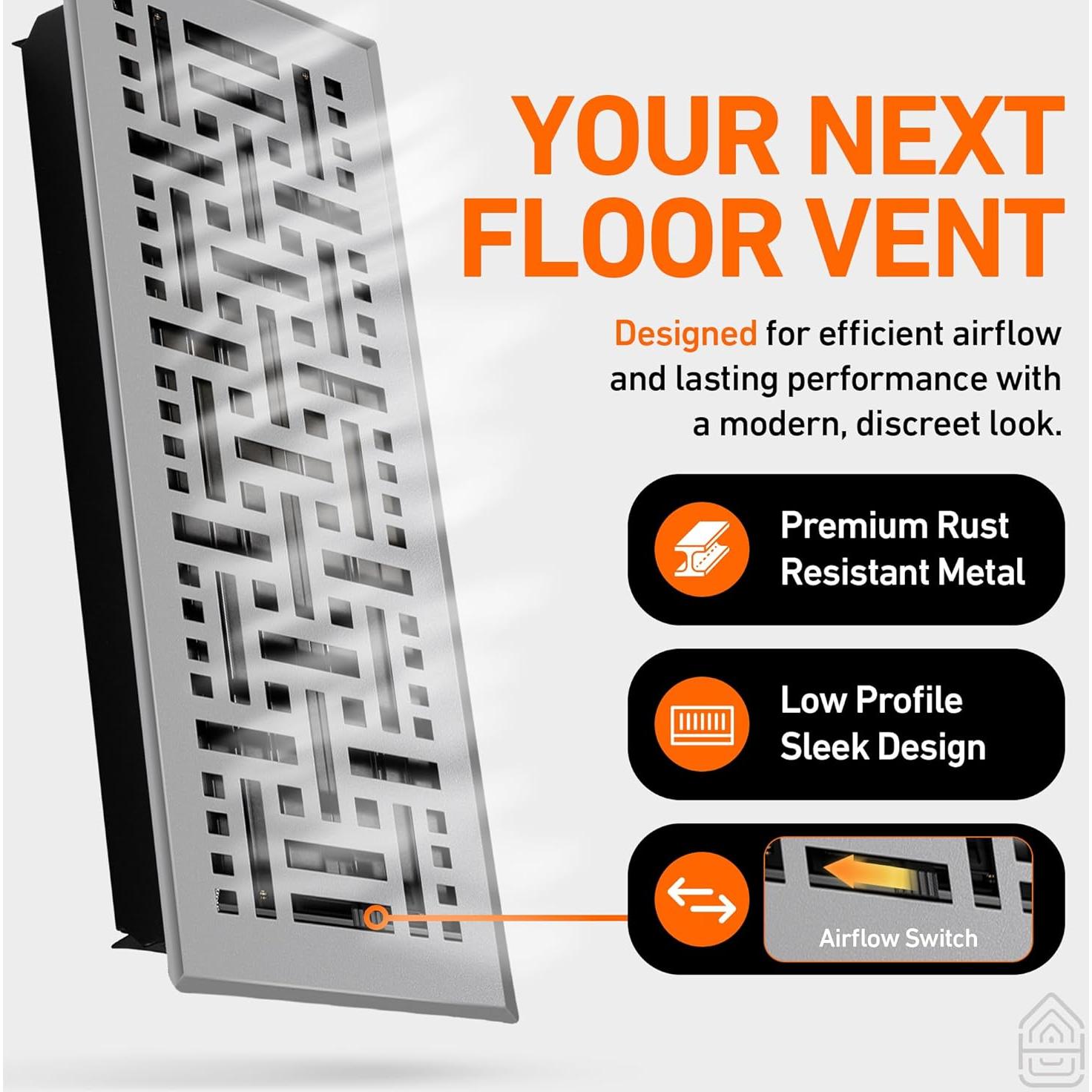 Cubierta de Ventilación de Piso 10x25 cm Home Intuition Gris Claro