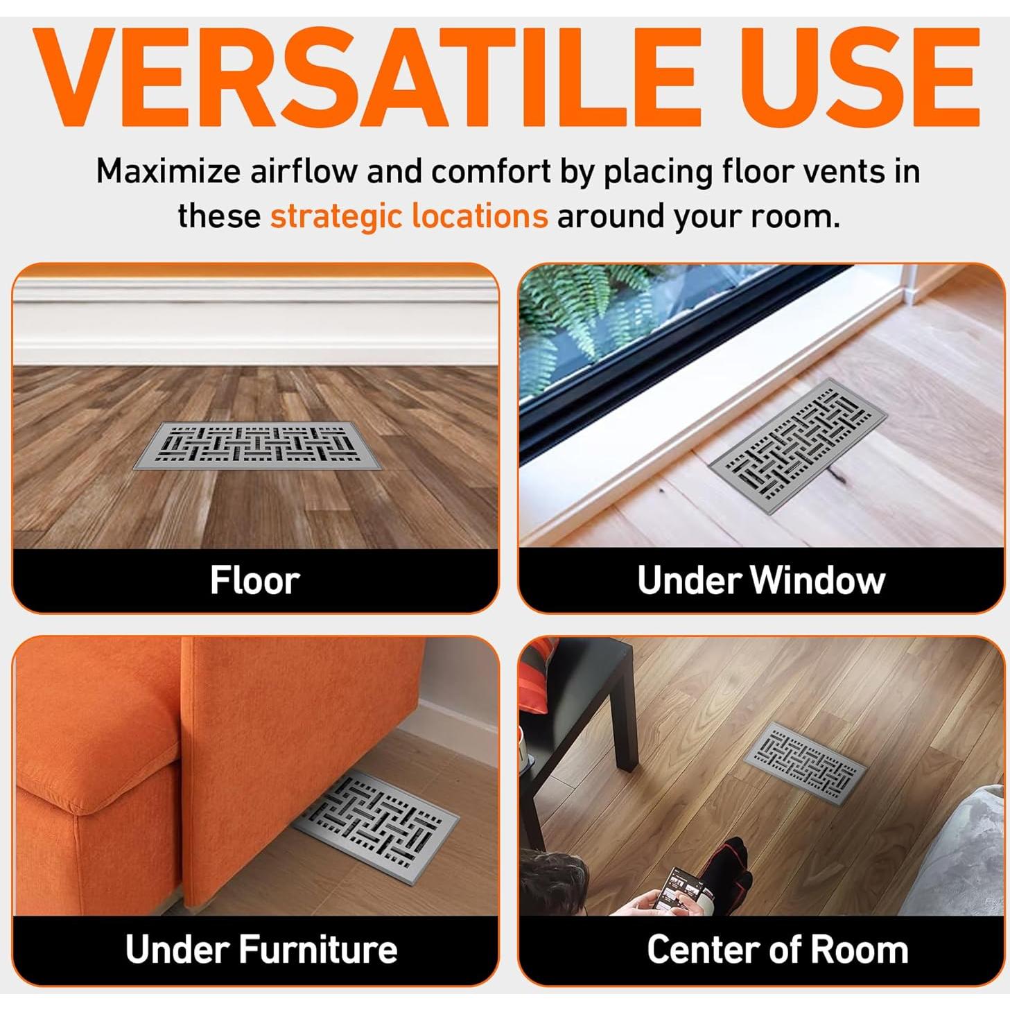 Cubierta de Ventilación de Piso 10x25 cm Home Intuition Gris Claro