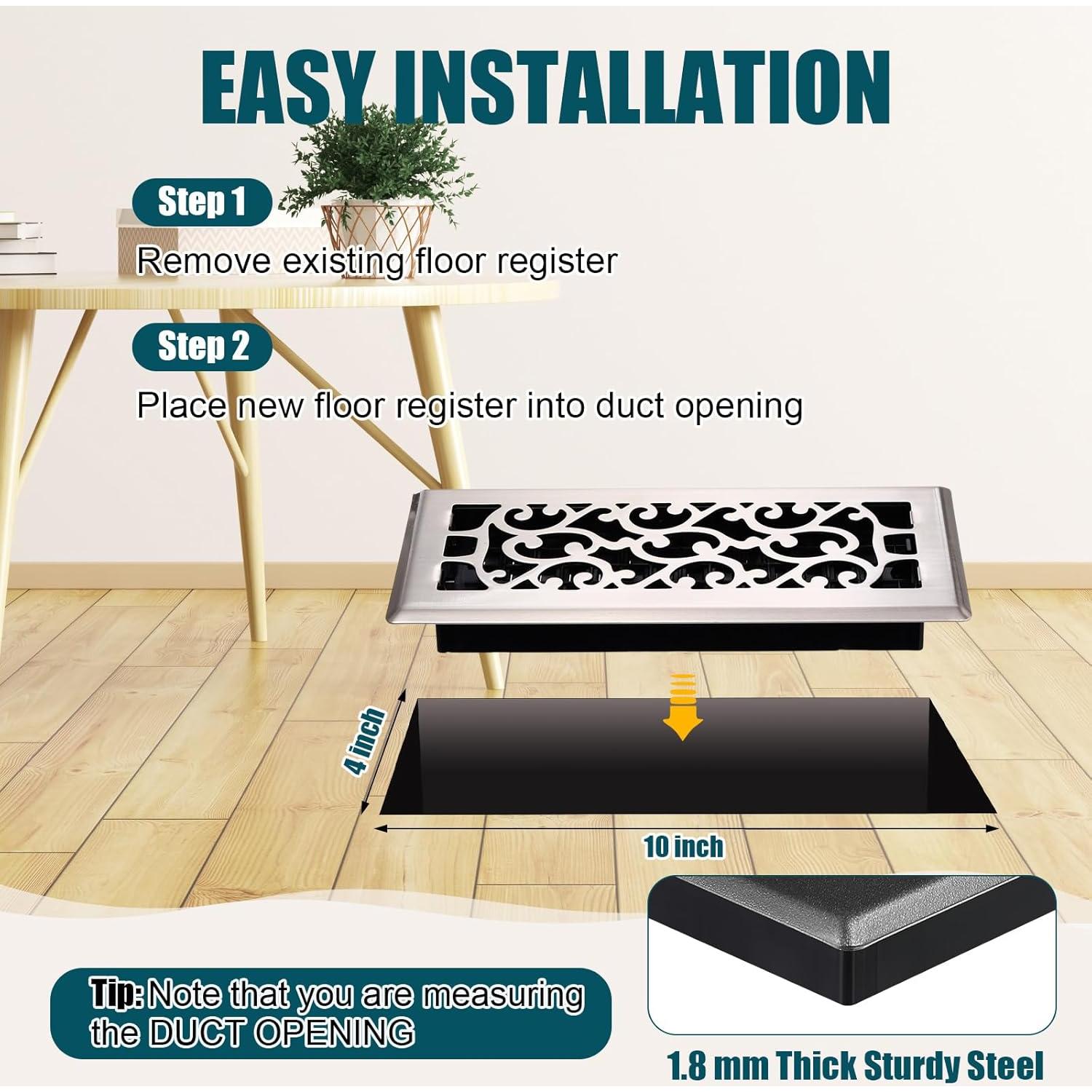 10 Rejillas de Piso de Acero Carbono Ajustables 25.4x10 cm