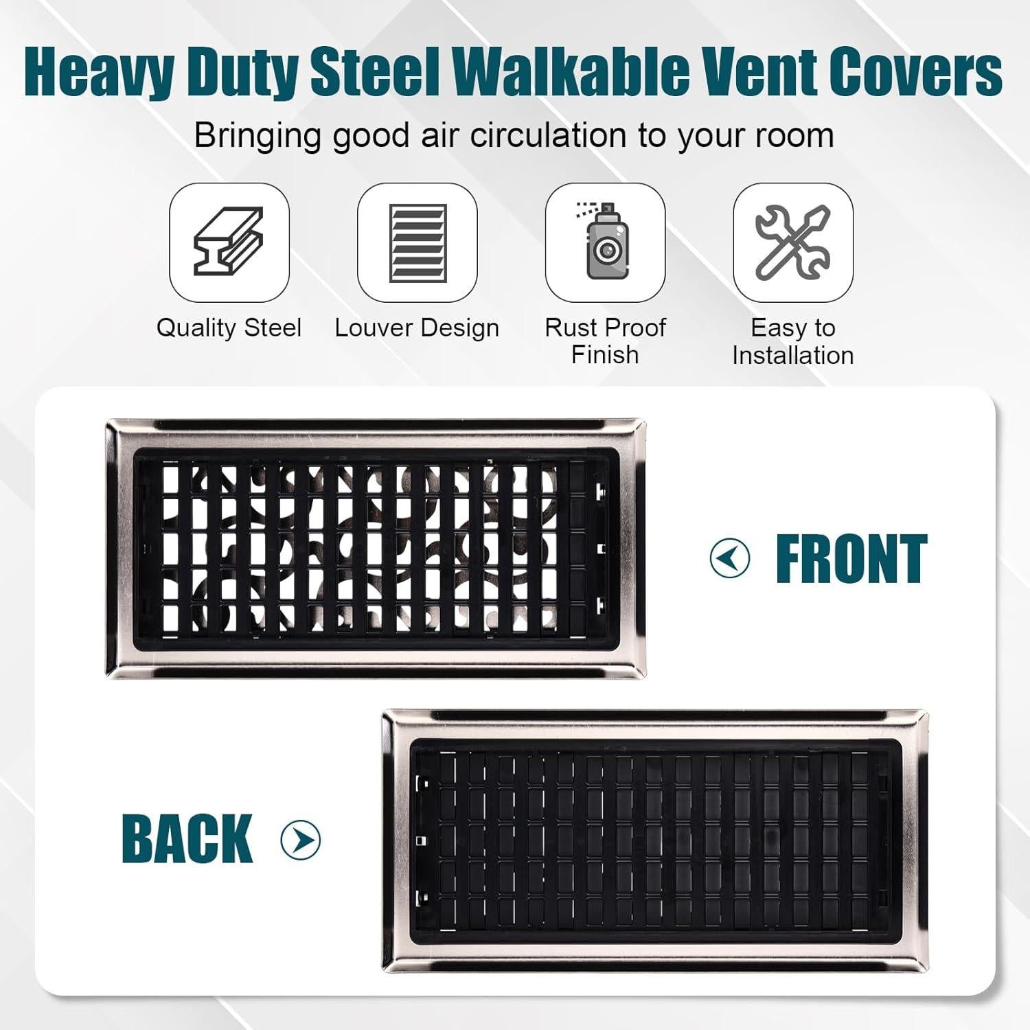 10 Rejillas de Piso de Acero Carbono Ajustables 25.4x10 cm