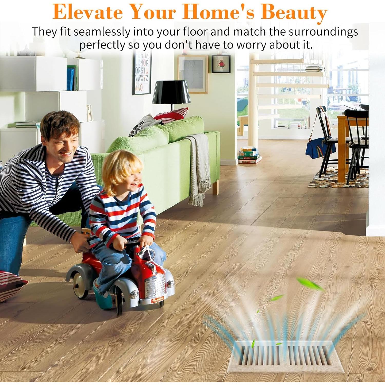 Registro de Piso de Madera de Roble Blanco 10x25 cm con Compensador