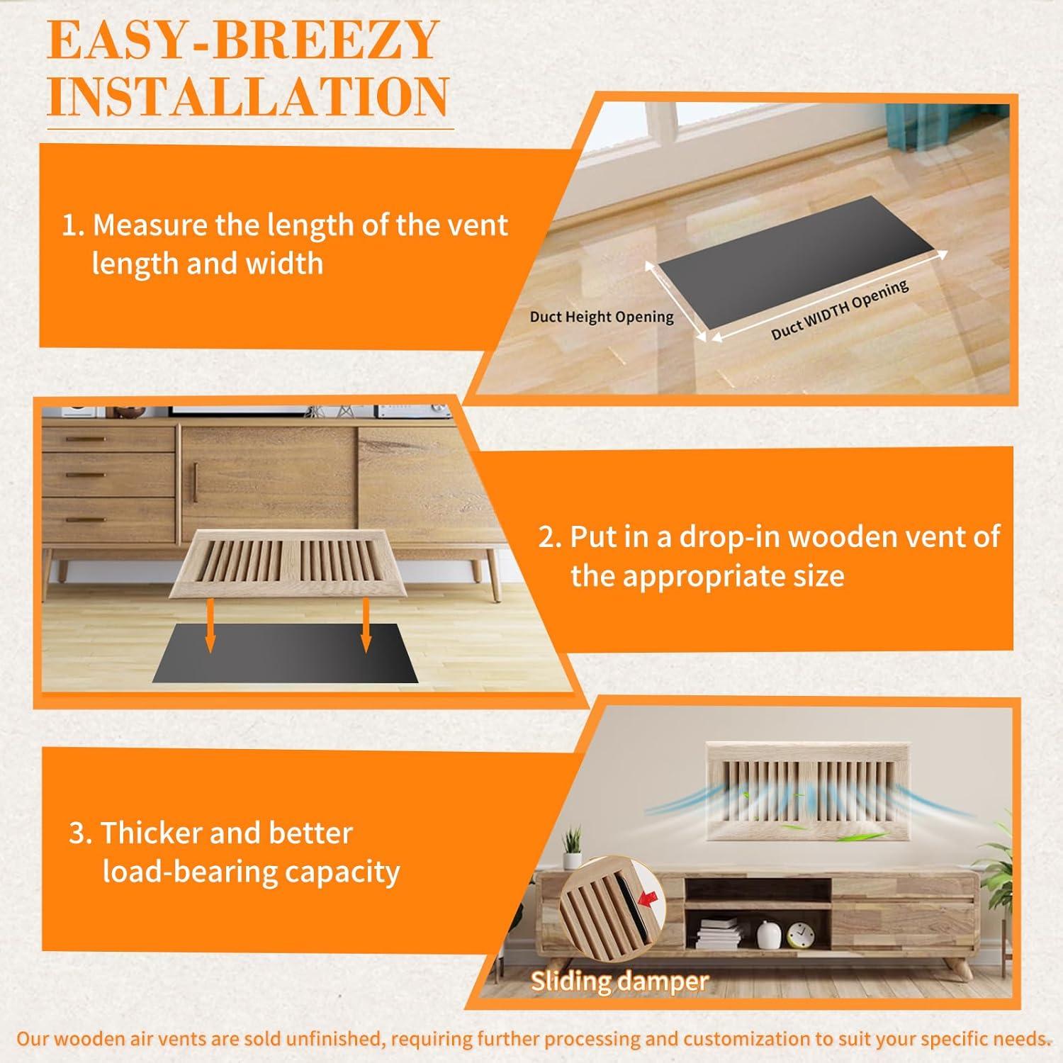 Registro de Piso de Madera de Roble Blanco 10x25 cm con Compensador