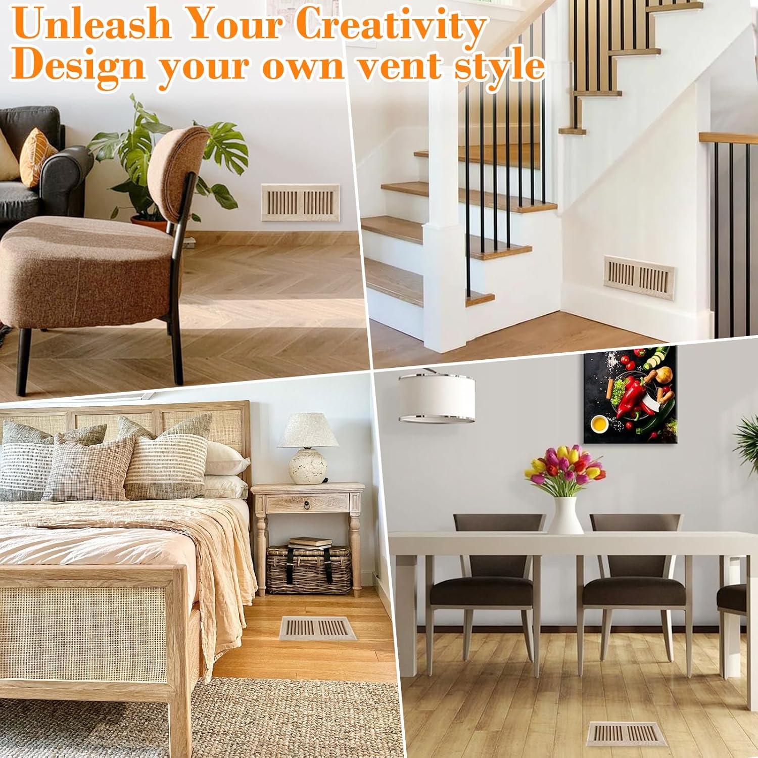 Registro de Piso de Madera de Roble Blanco 10x25 cm con Compensador