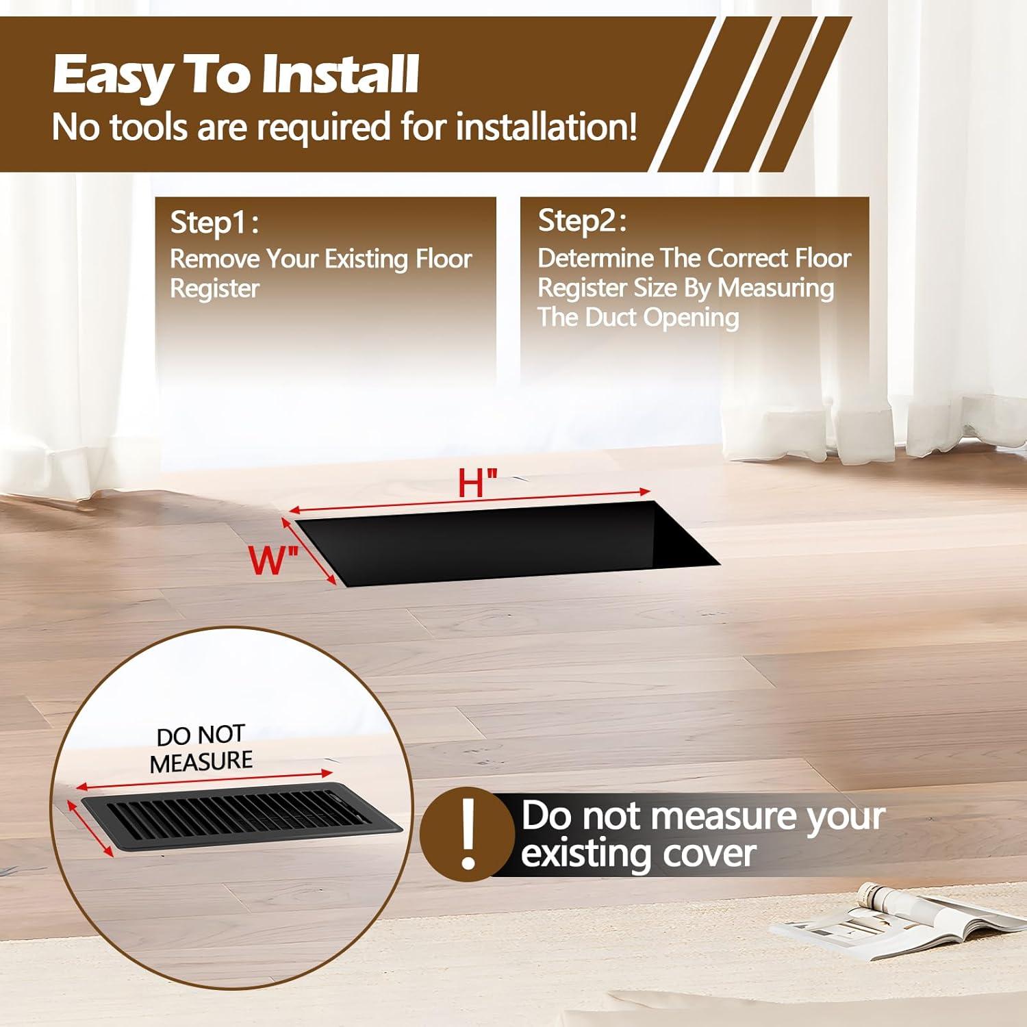 Registro de Piso 10x25 cm WAWINY 6 Pzas Acero Negro Ajustable