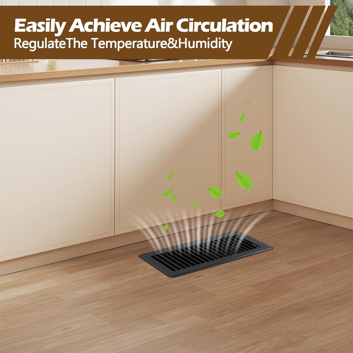 Registro de Piso 10x25 cm WAWINY 6 Pzas Acero Negro Ajustable