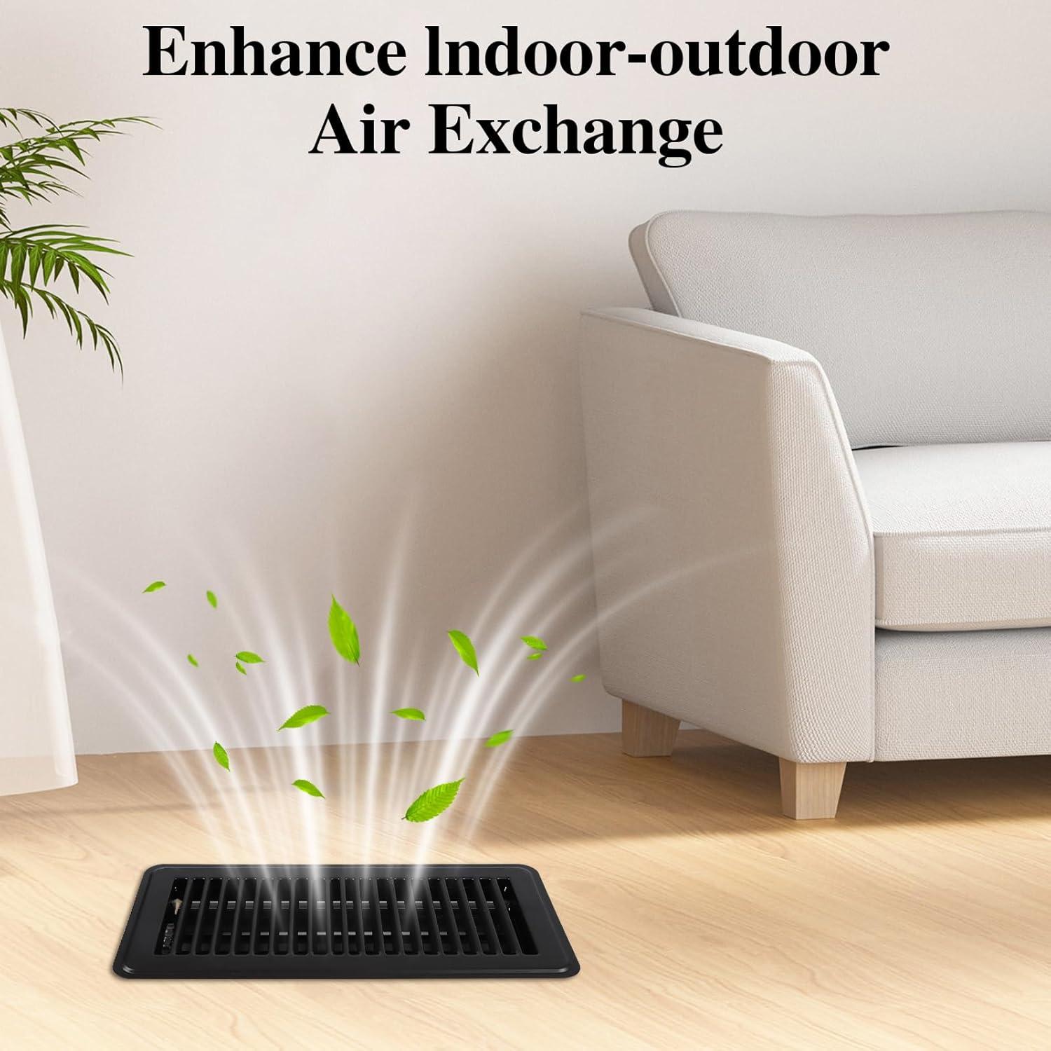 6 Cubiertas de Ventilación de Piso 4x10 Metal Negro 20 MULE TEAM