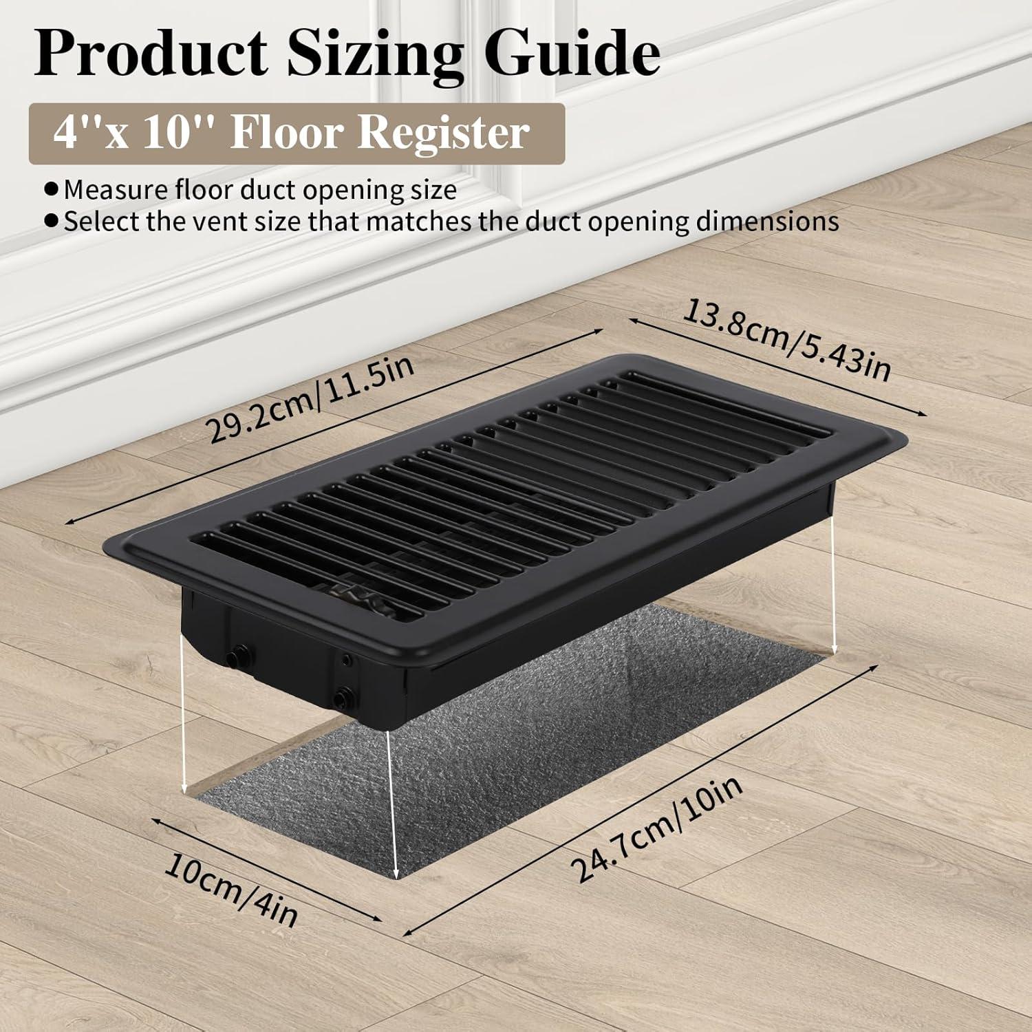 6 Cubiertas de Ventilación de Piso 4x10 Metal Negro 20 MULE TEAM