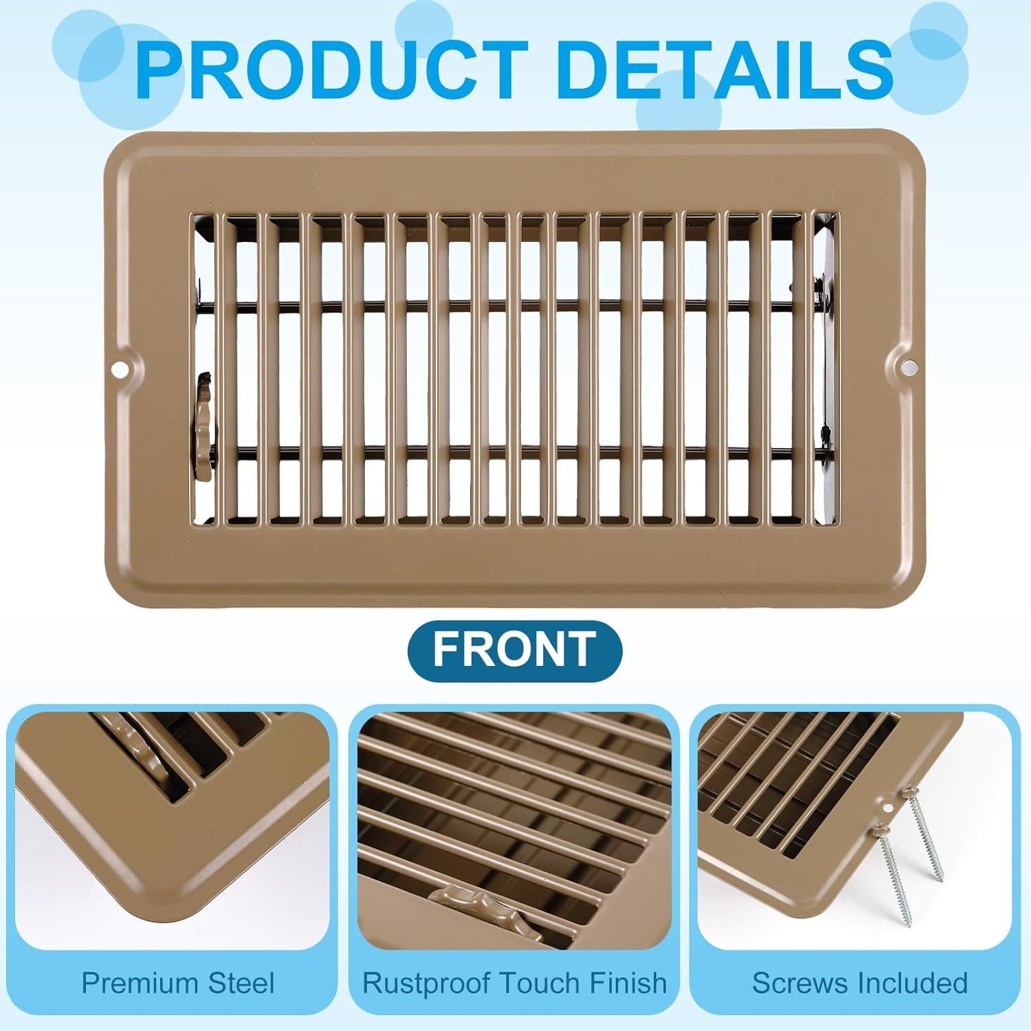 Cubierta de Ventilación de Piso Metalica Tandefio 4 Pcs 10x20 cm