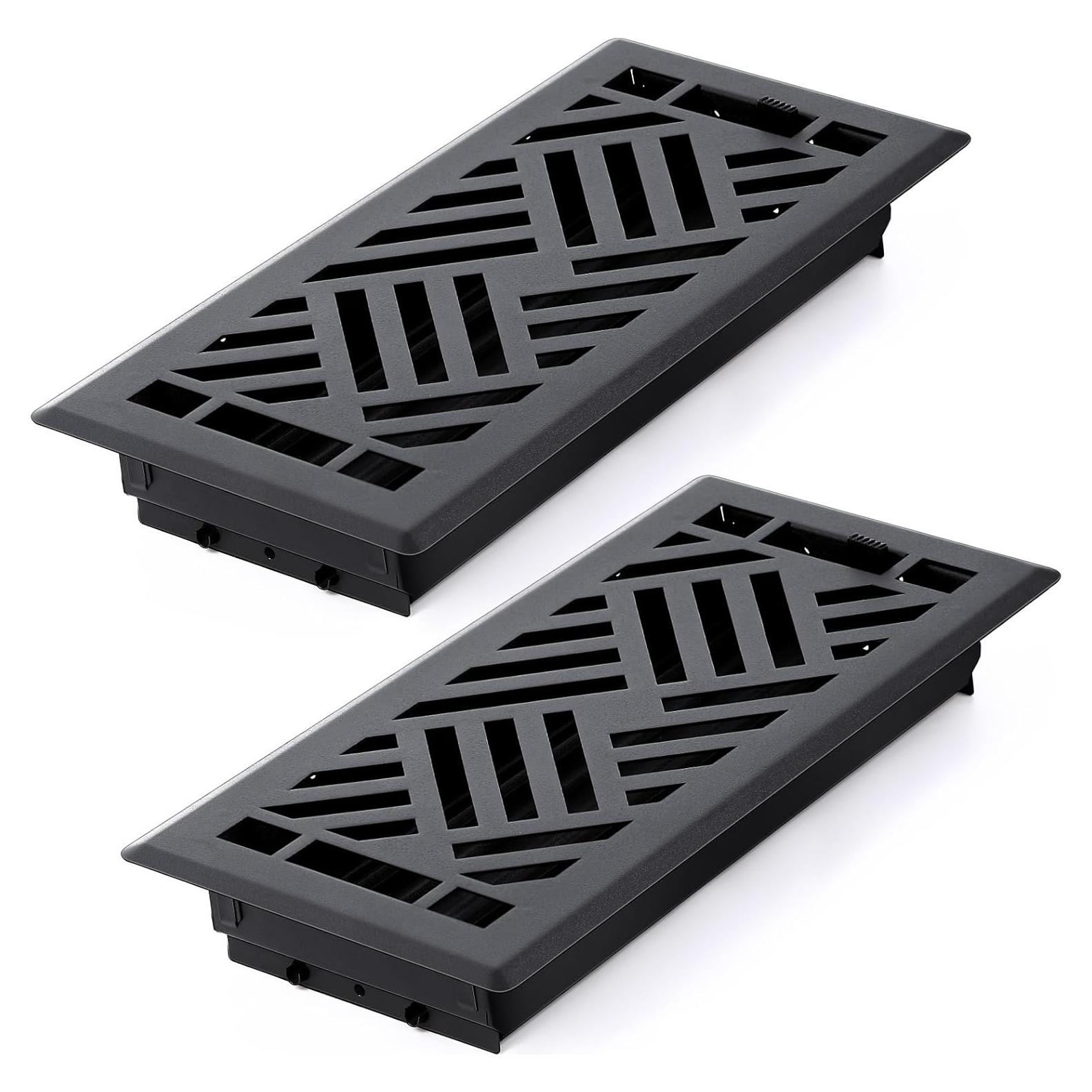 Cubiertas de Ventilación de Piso Blulu 2 Piezas 10x25 cm Negro