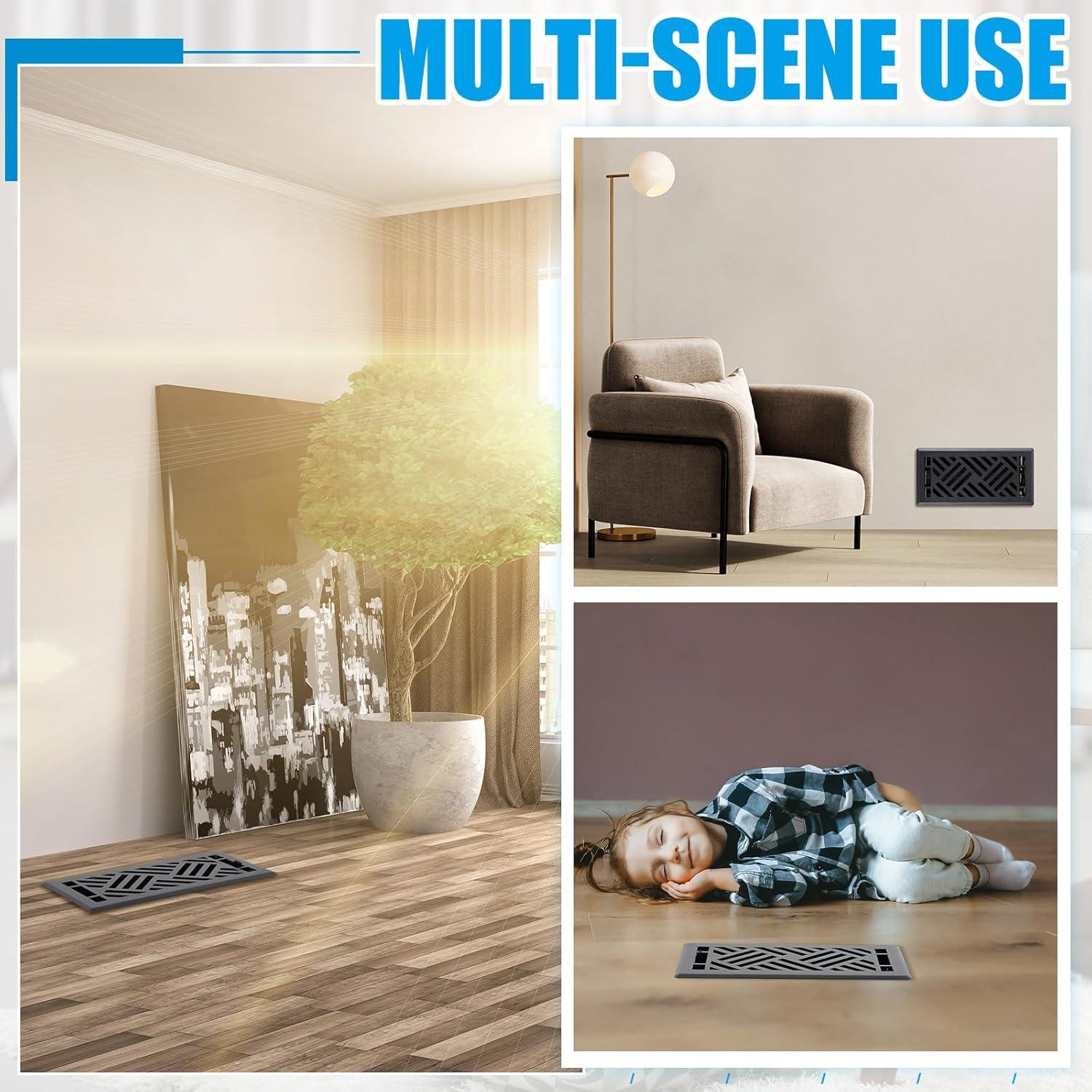 Cubiertas de Ventilación de Piso Blulu 2 Piezas 10x25 cm Negro